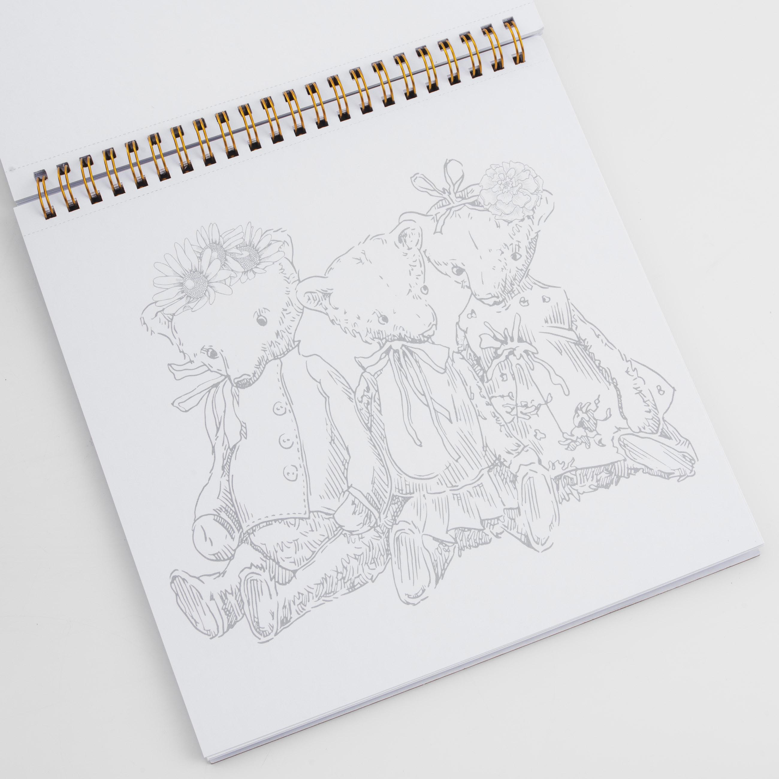 Coloring book, 21x21 cm, 24 sheets, on rings, Animals and Flowers, Draw, image-5