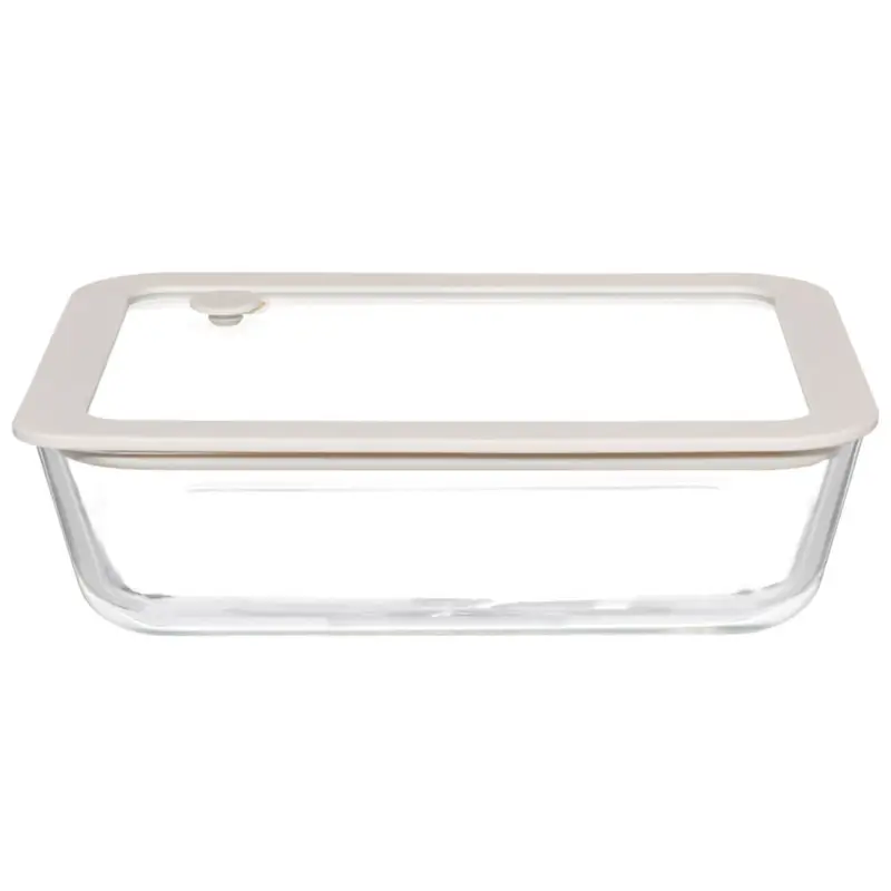 Container, 1,4 l, with valve, glass T / silicone, rectangular, beige, Verre
