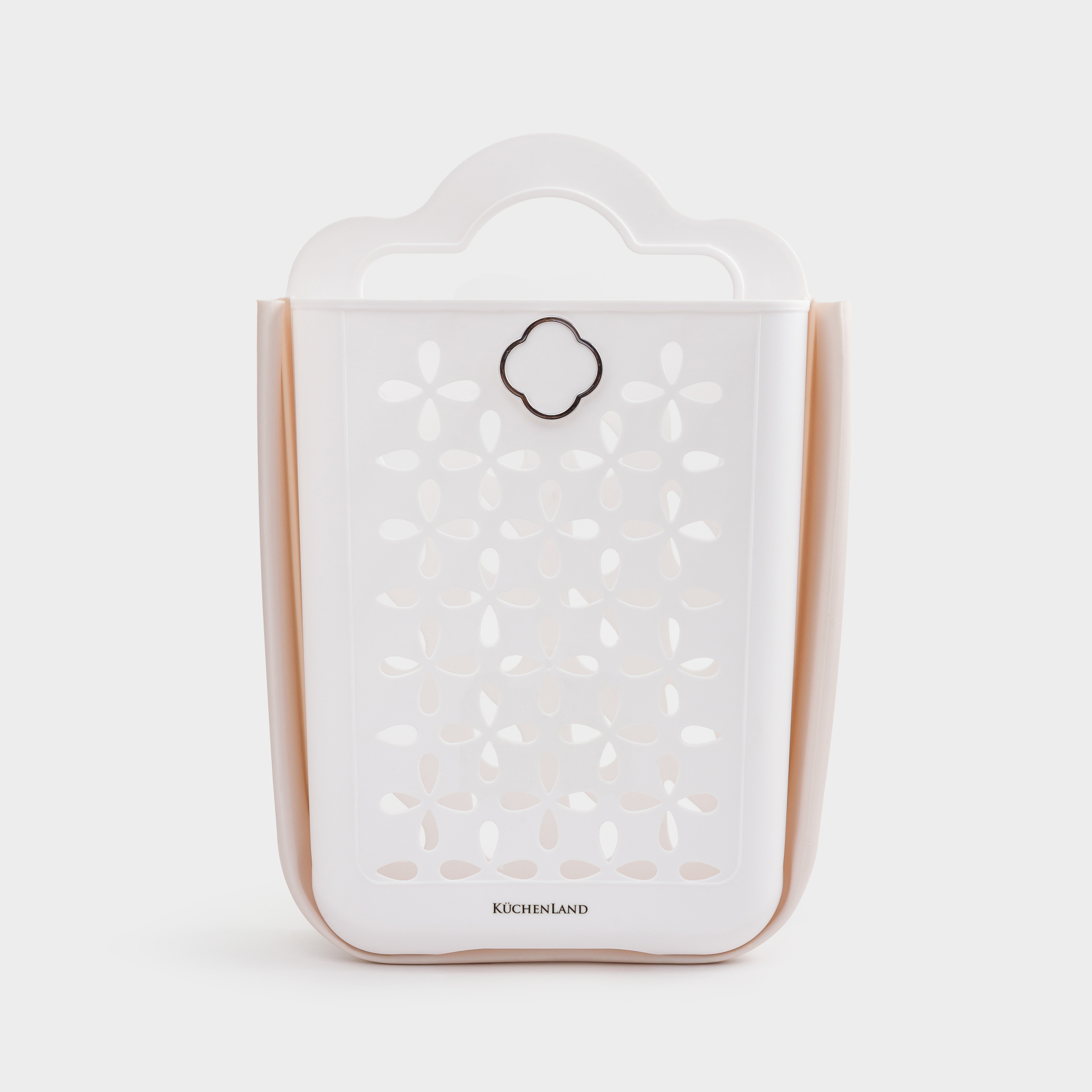 Laundry basket, 18x27x39 cm, folding, plastic / rubber, beige-pink, Foldaway