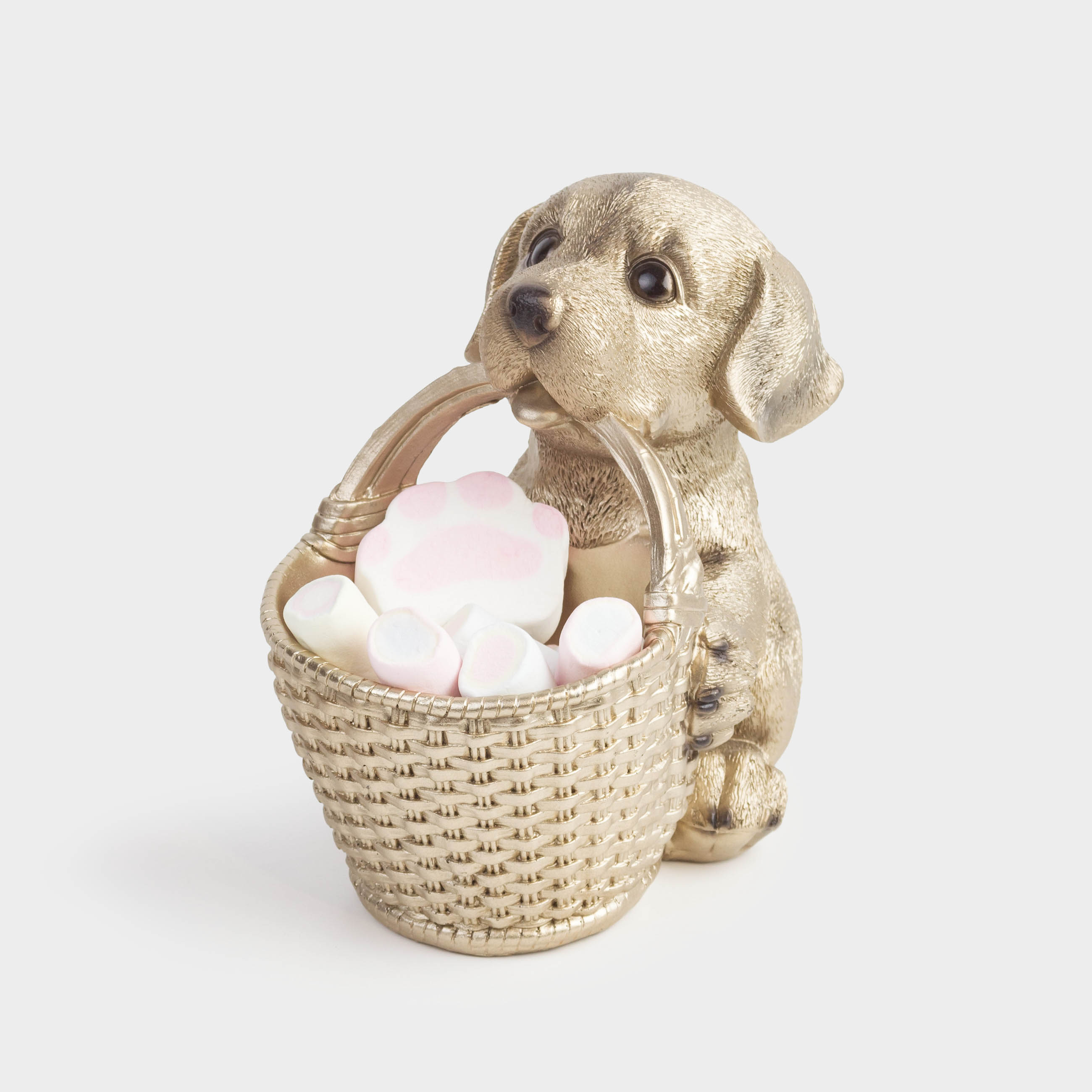 Candy bowl, 19x18 cm, with handle, polyresin, beige, Labrador with basket, Dog, image-6