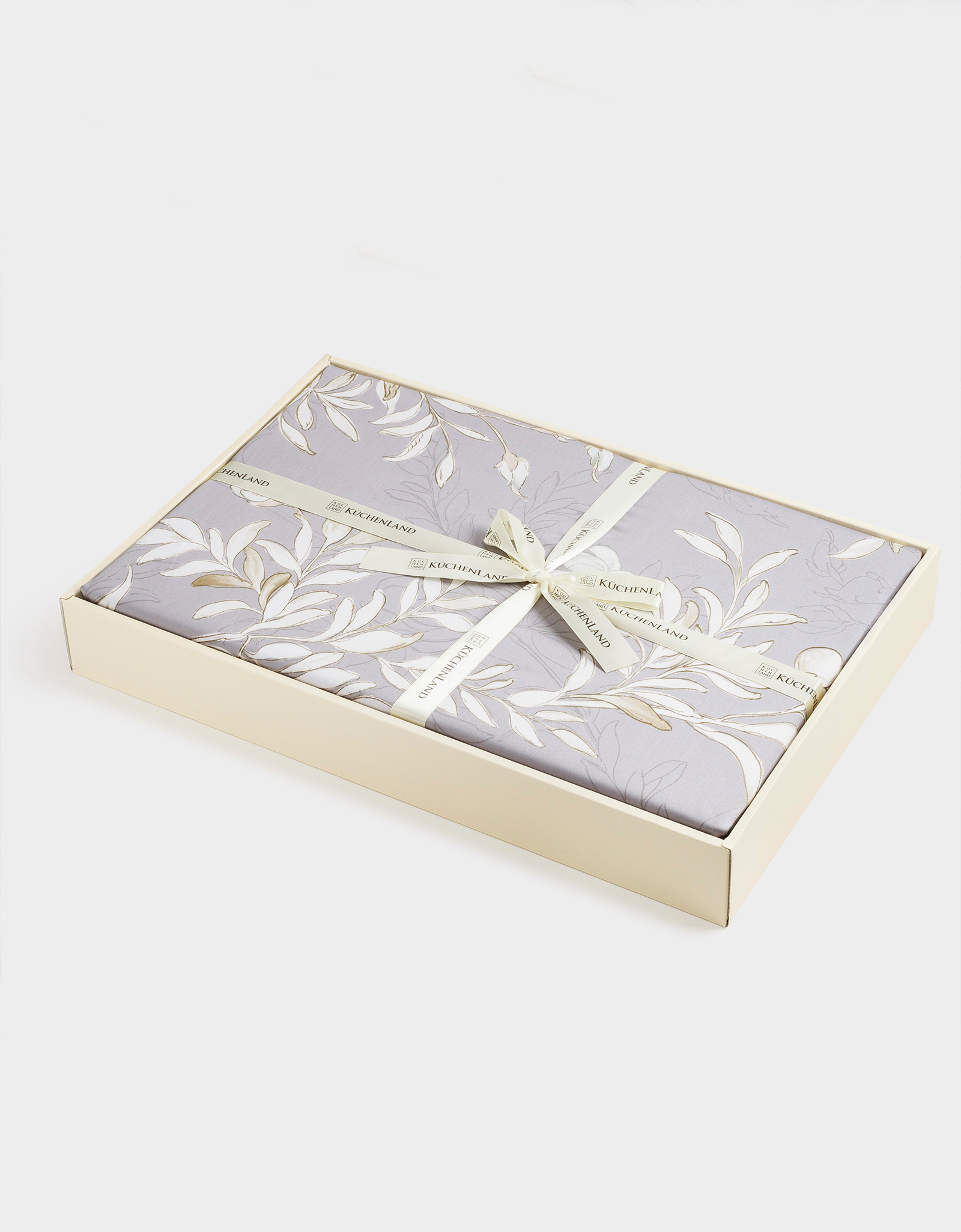 Bed linen set euro, Tencel 300 TC, grey, Leaves, Tencel
