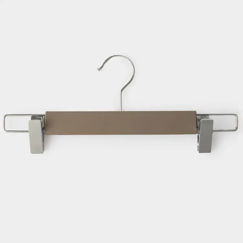 Trousers/skirt hanger, 31 cm, 3 pcs, with clips, coated plastic, mocha, New house, image-0