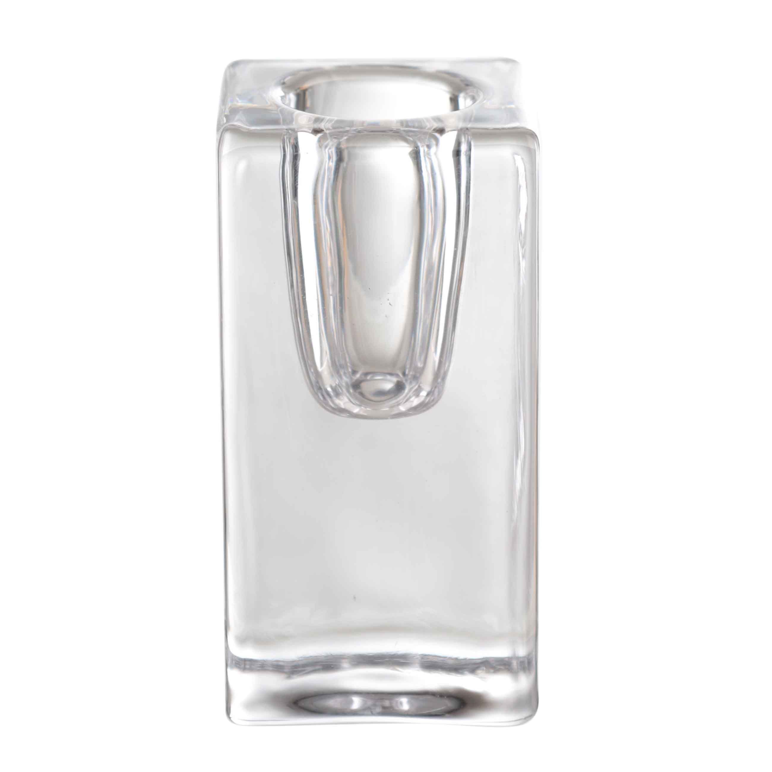 Candlestick, 8 cm, for a thin candle, glass, Cube, image-1