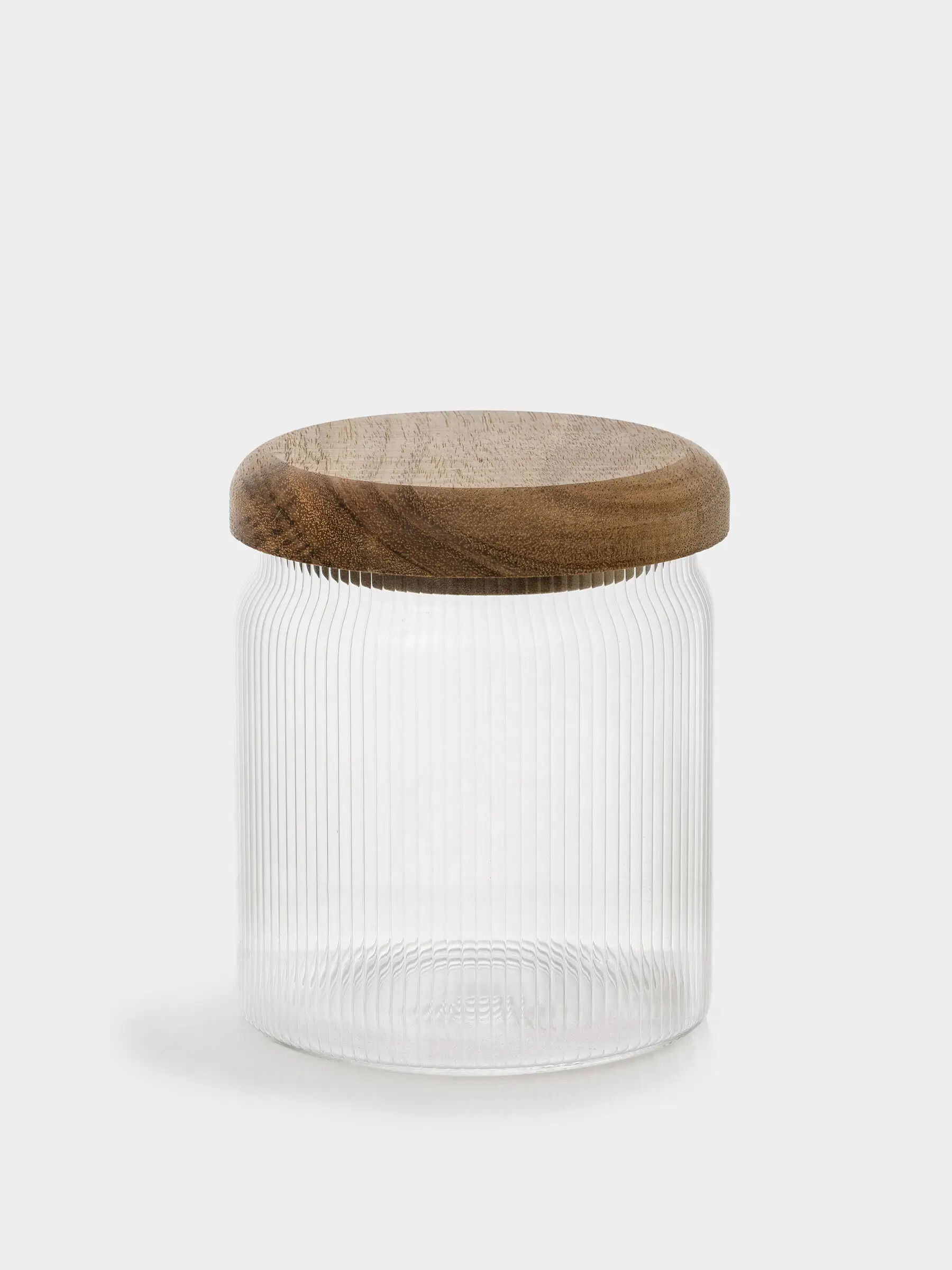 Bulk products jar, 400 ml, glass R / wood, Ribby wood