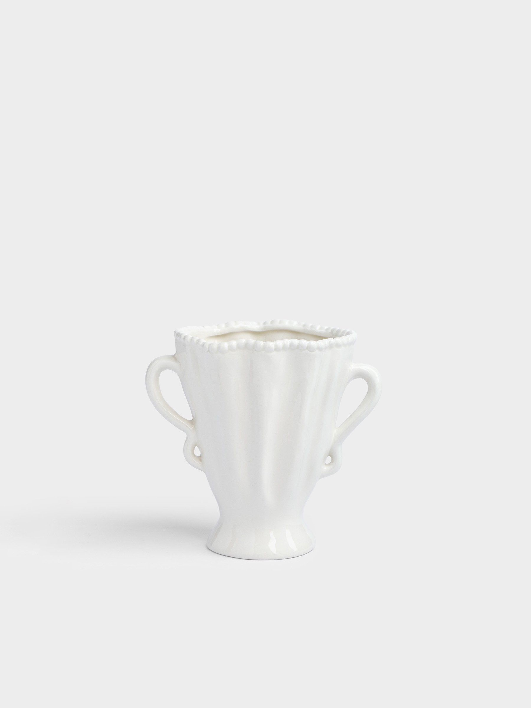 Flower vase, 16 cm, with handles, ceramic, milky, Dots, Crumple grace, image-1