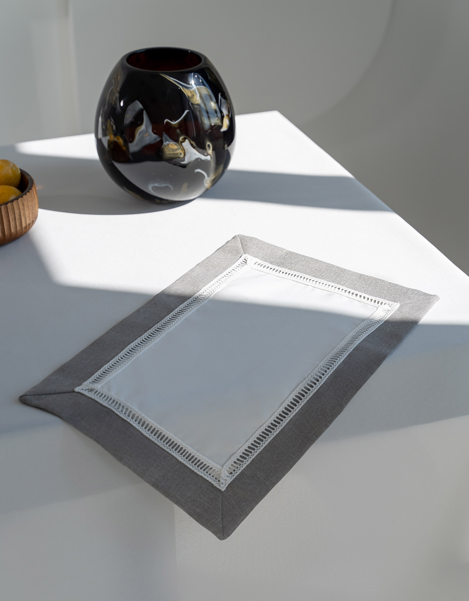 Placemat, 30x45 cm, 2 pcs, polyester, rectangular, white-gray, milkyy way
