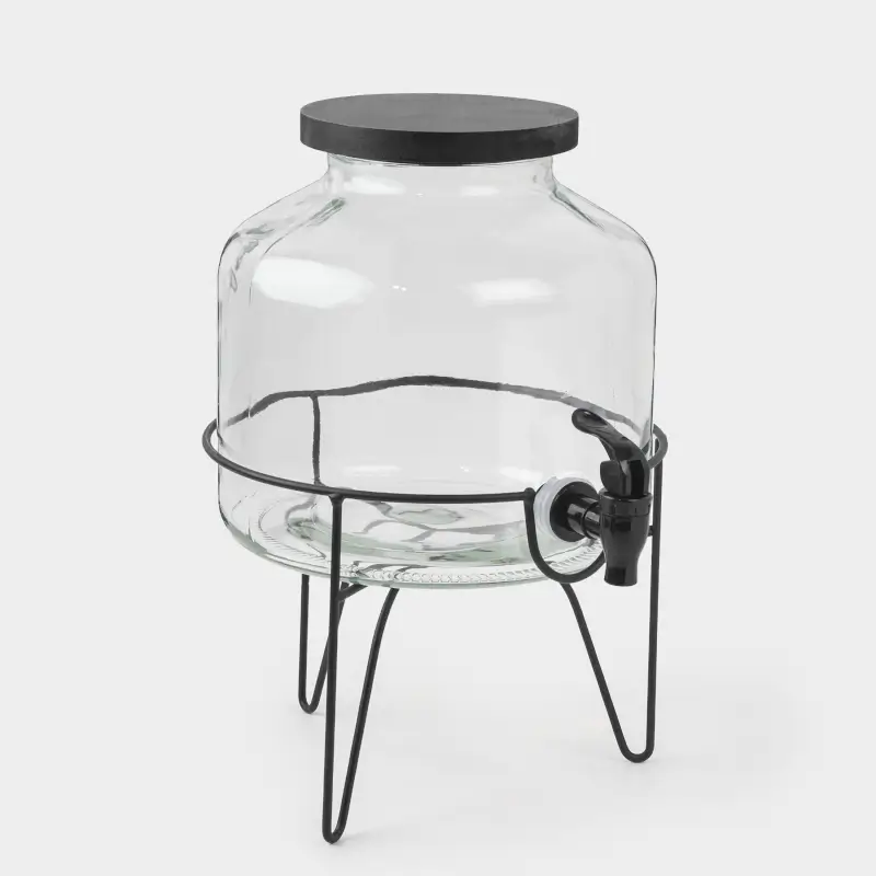 Beverage dispenser, 5,2 l, on stand, glass / metal, black, Loft ,image-0