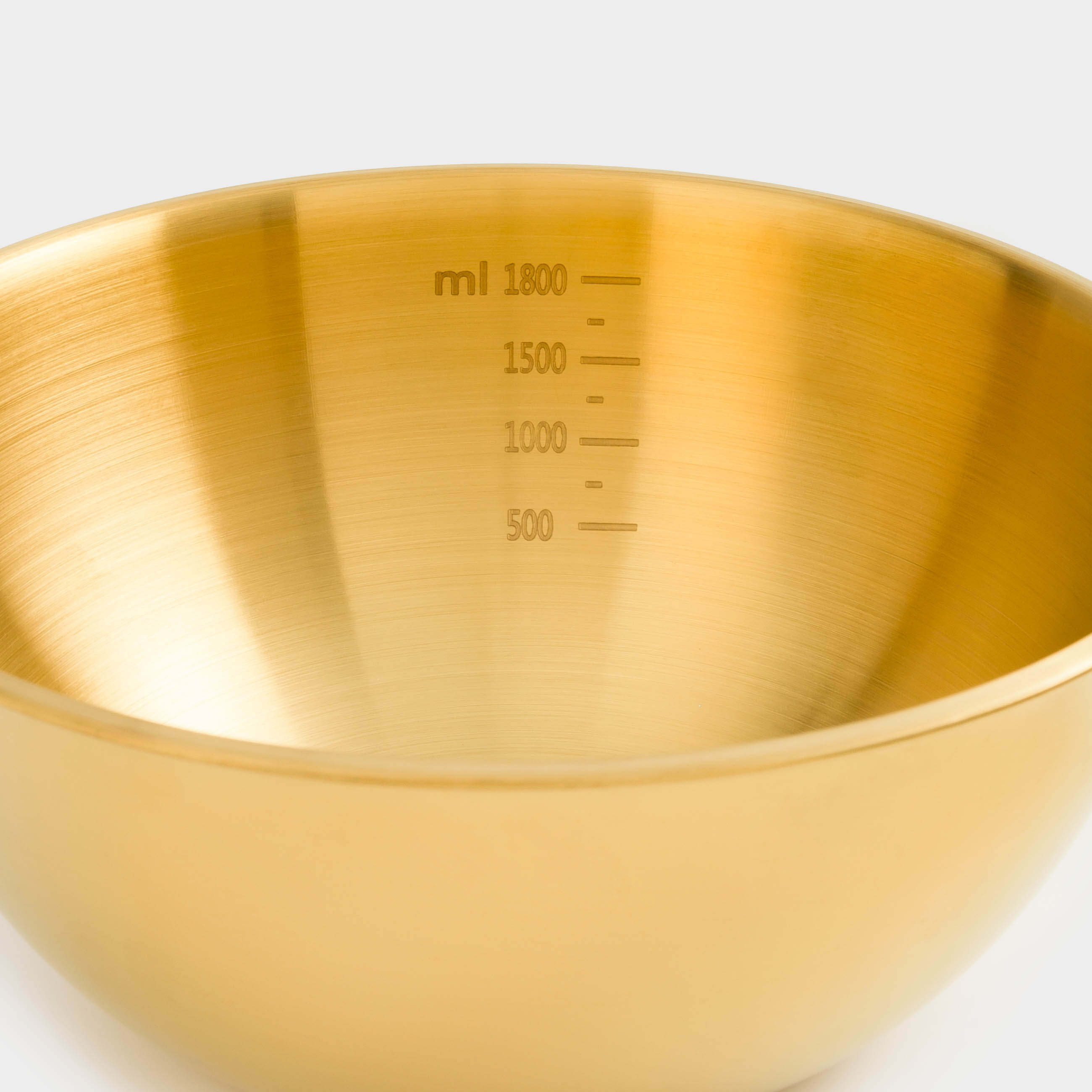 Baking set, 2 items, bowl / whisk, with measuring scale, steel / wood, golden, Classic gold, image-3