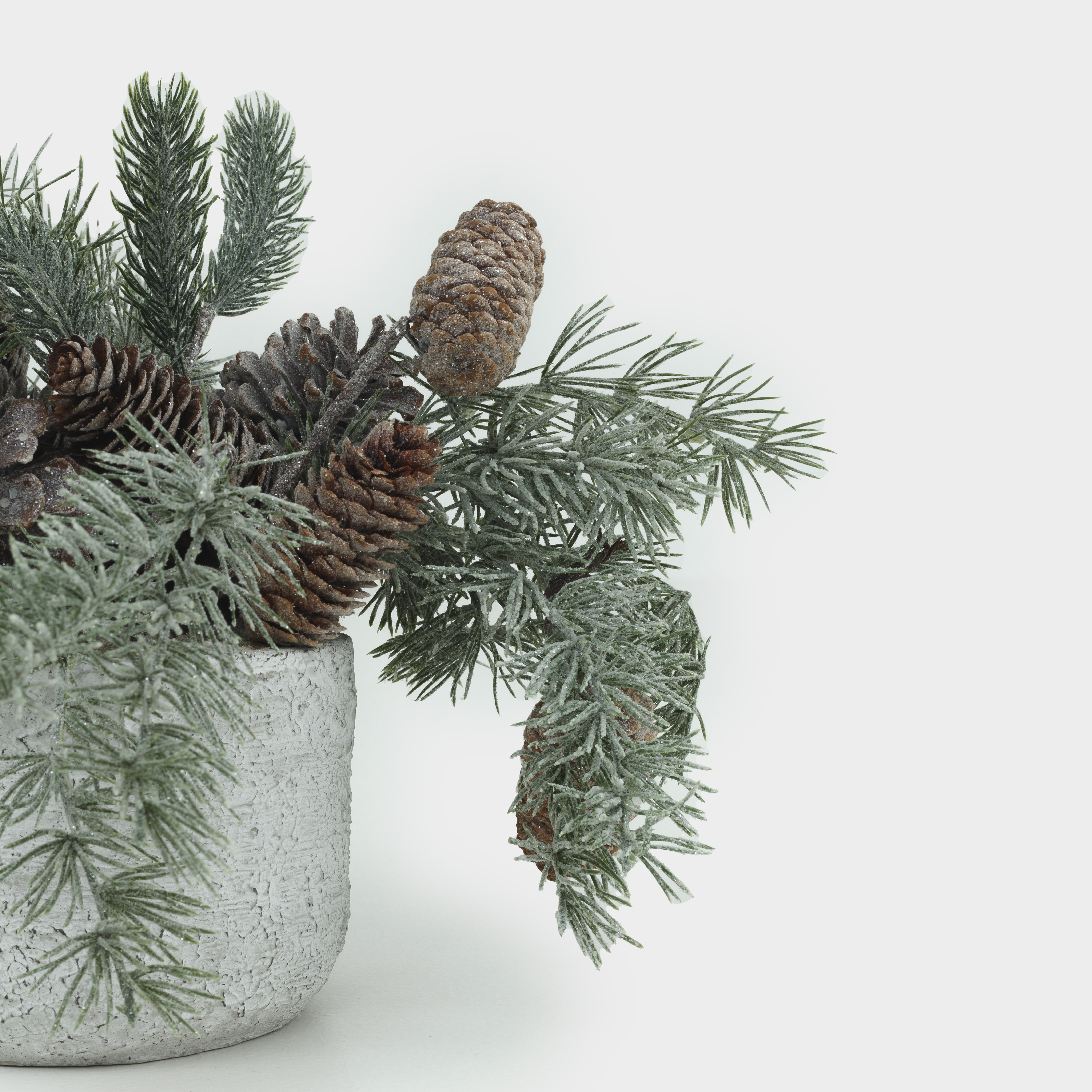 Decorative composition, 30x30 cm, in a pot, plastic / cones, Fir needles, Conifer decor, image-4