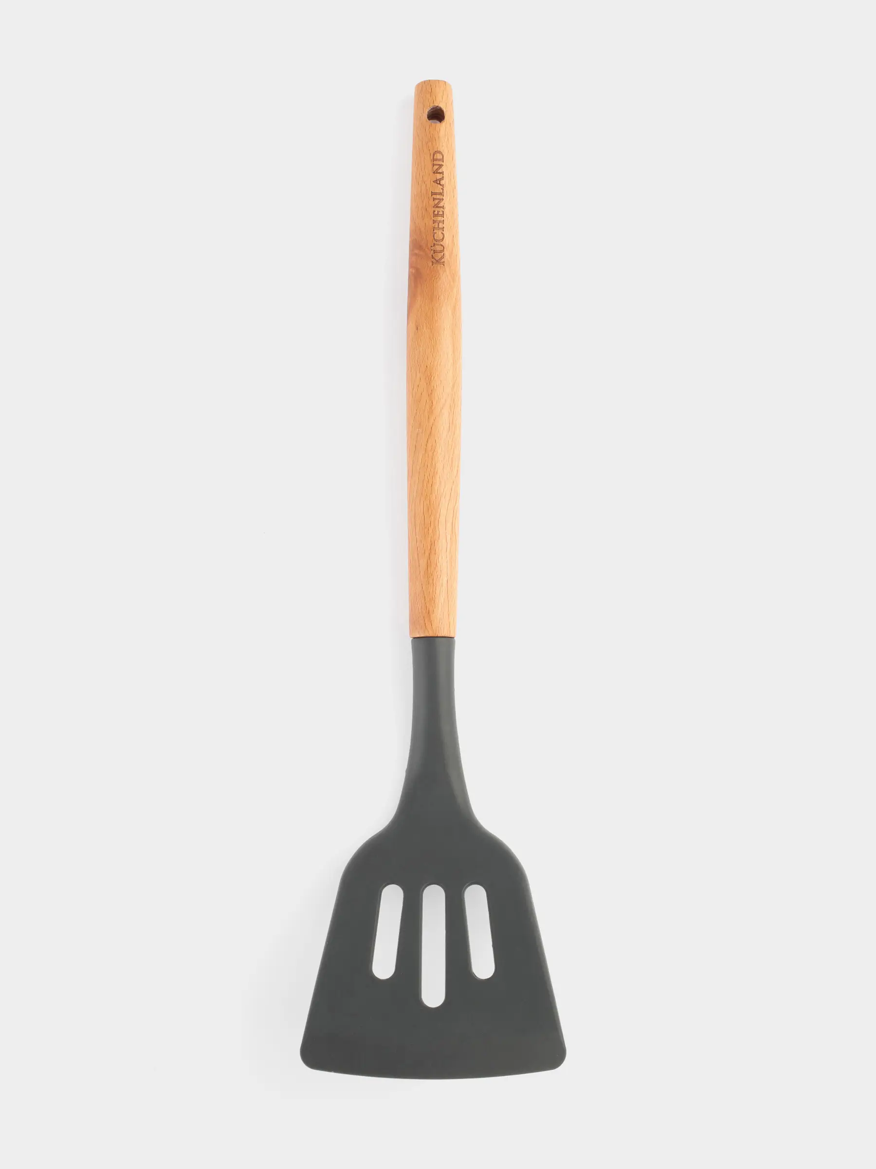 Spatula, 32 cm, slotted, silicone / wood, gray, Weekend