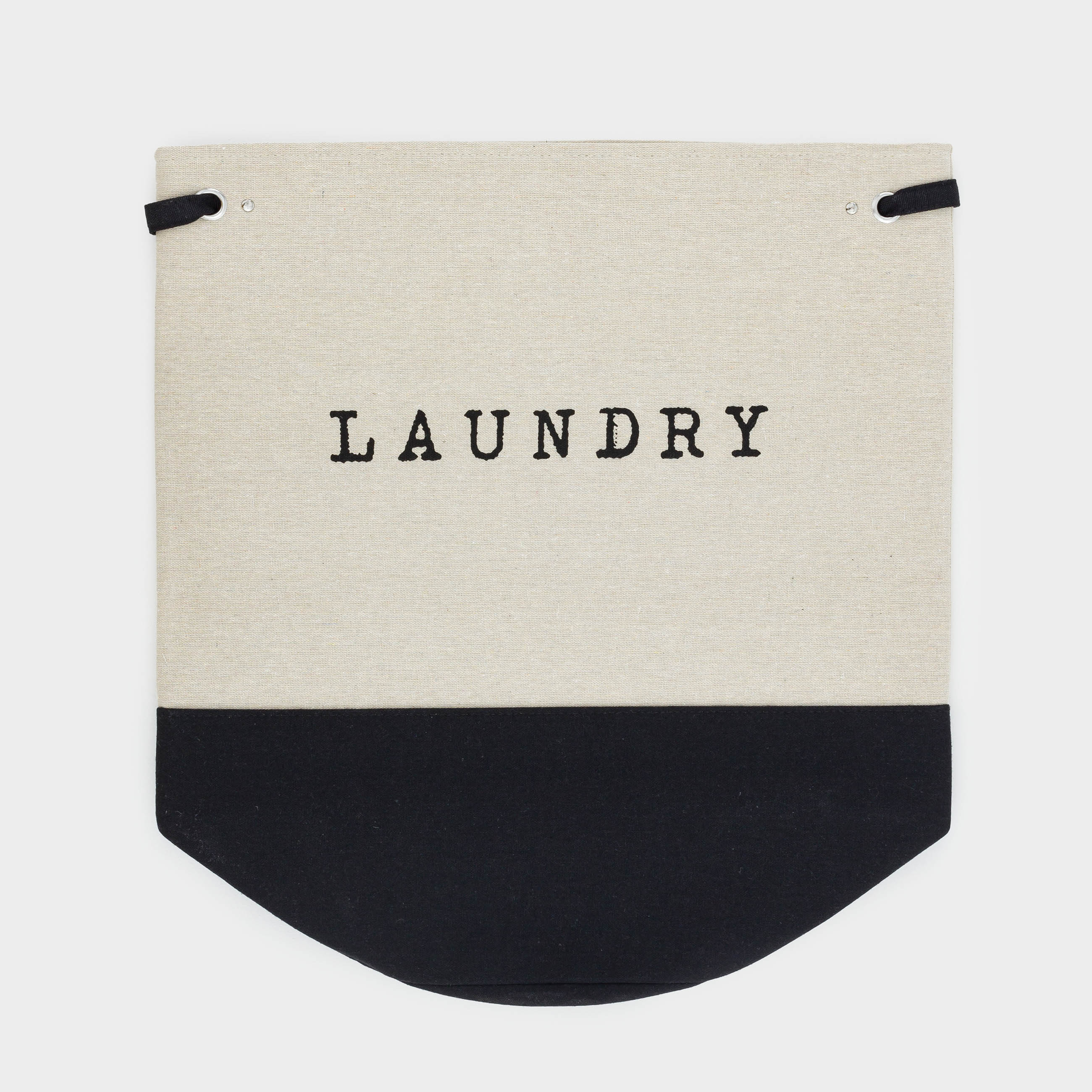 Laundry storage bag, 38x60 cm, with handles, canvas, round, black and white, Solo