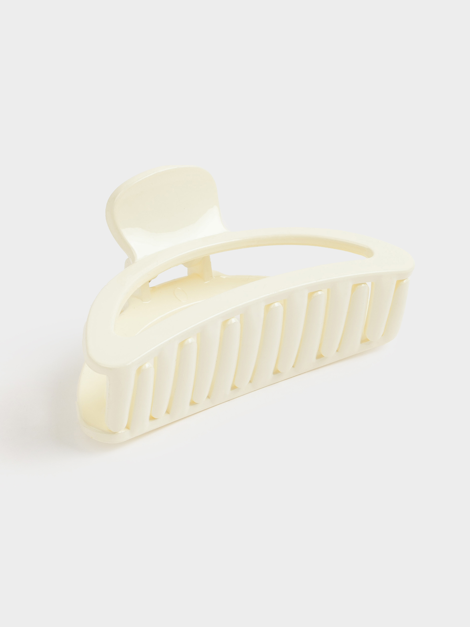 Hair clip, 9 cm, plastic, milk, Crab, Basic