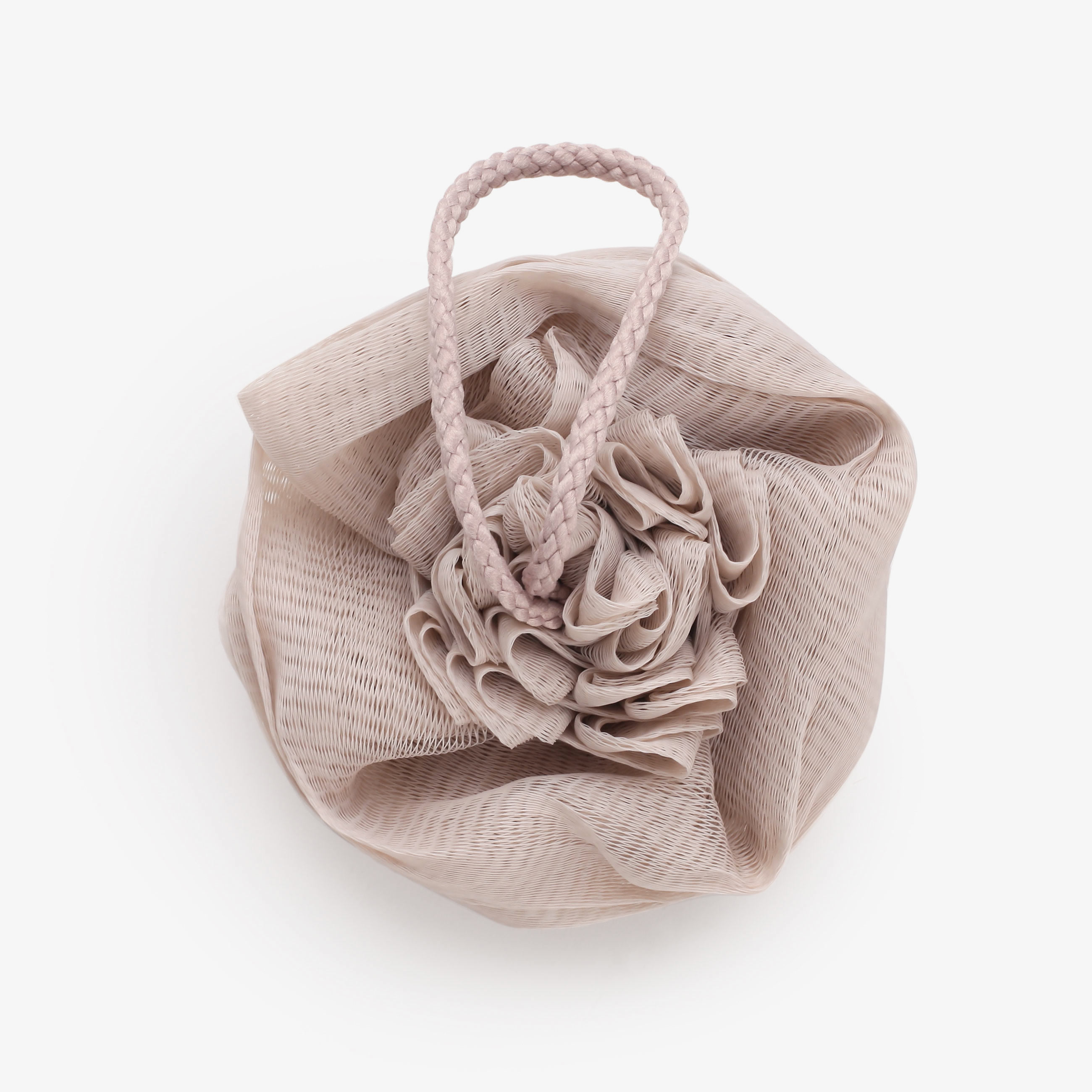 Body washcloth, 13 cm, polyethylene, beige, Bow, Showy, image-1