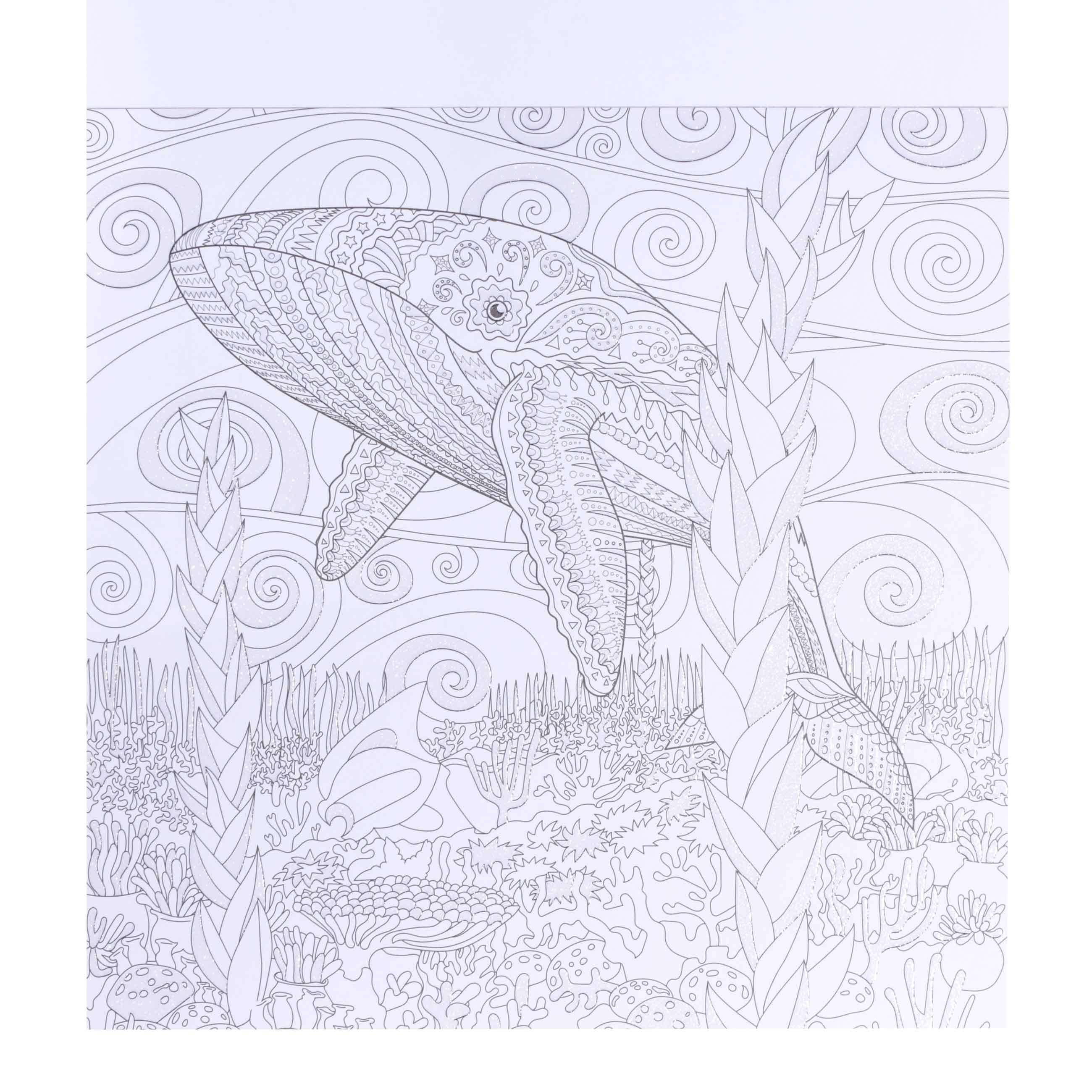 Coloring book, 20x20 cm, 24 sheets, with glitter, Patterns and animals, Draw, image-2