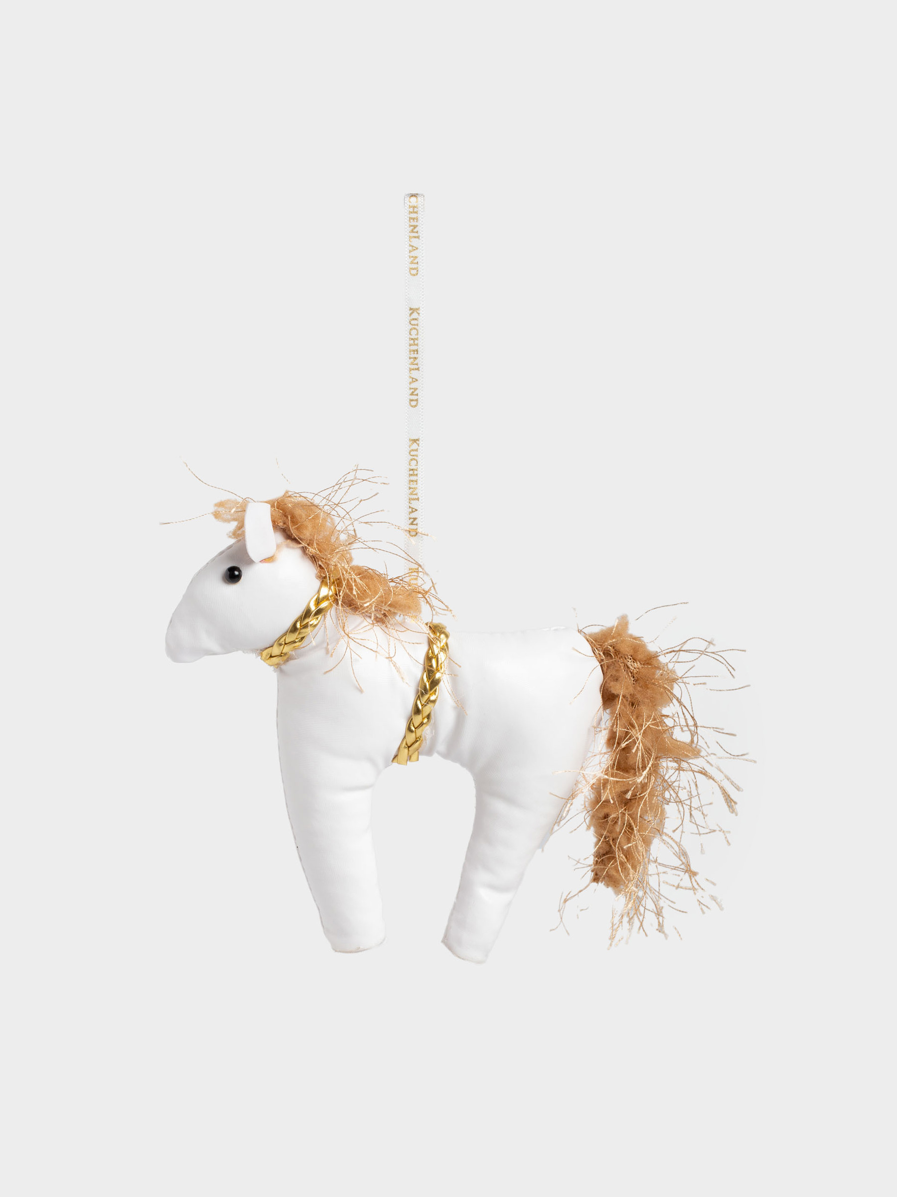 Christmas tree toy, 19x14 cm, polyester, milky, Horse, Figure Christmas Fuzz, image-1