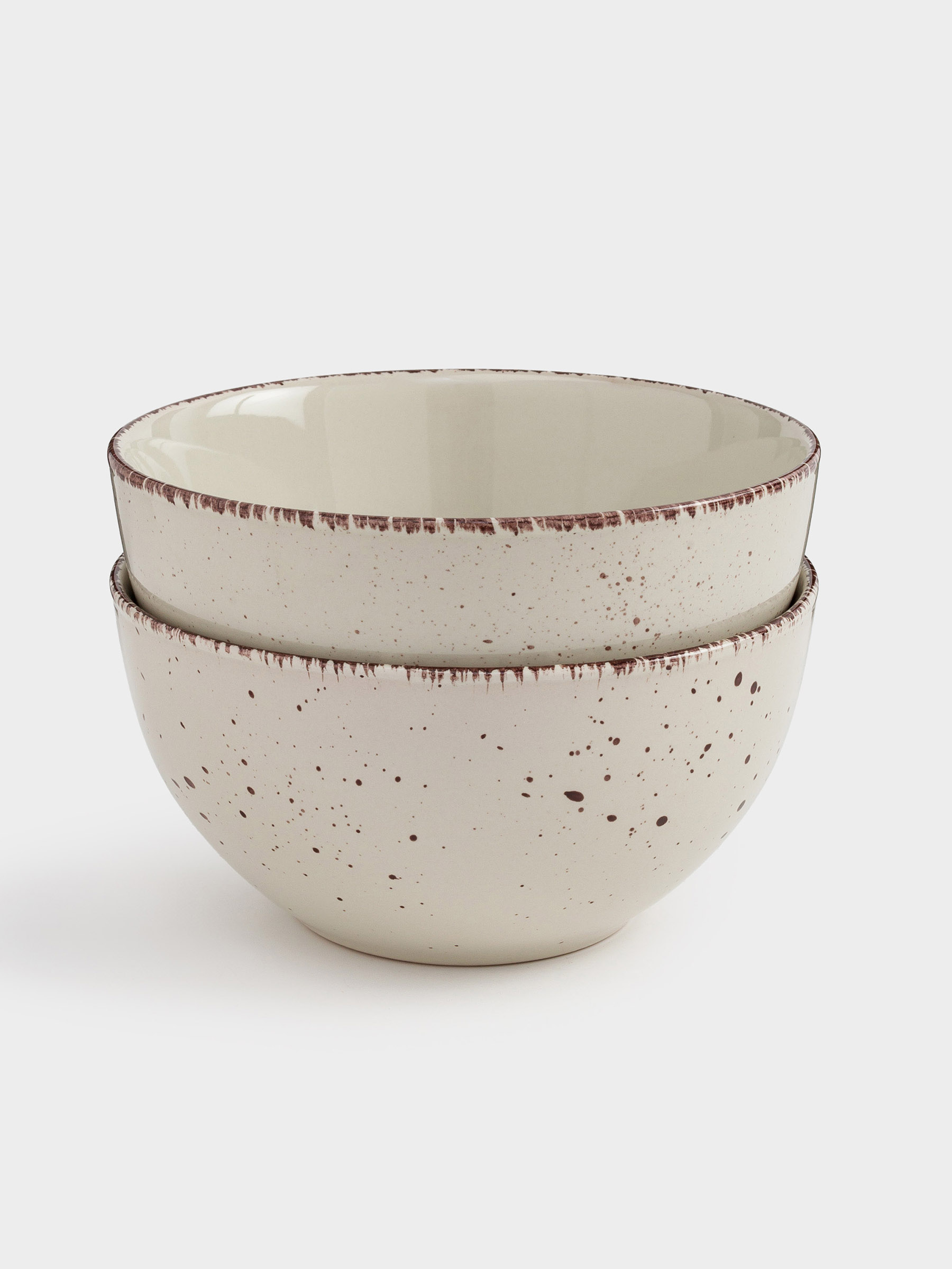 Soup plate, 14x7 cm, 2 pieces, ceramic, beige, speckled, Speckled, image-1