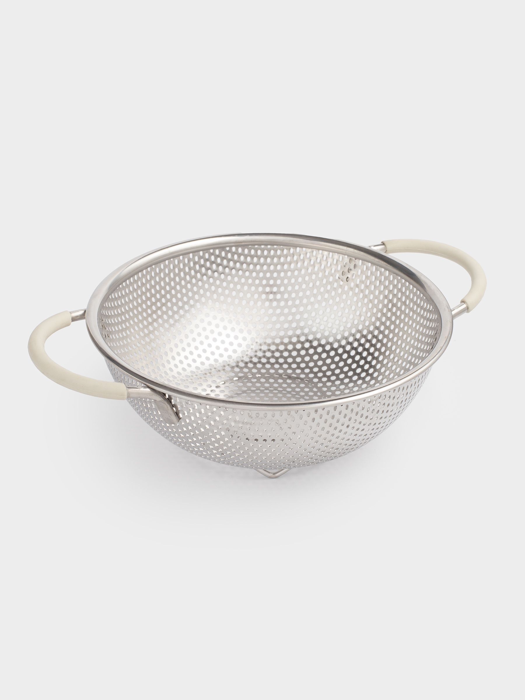 Colander, 19 cm, with two handles, steel / silicone, beige, Tammy, image-2