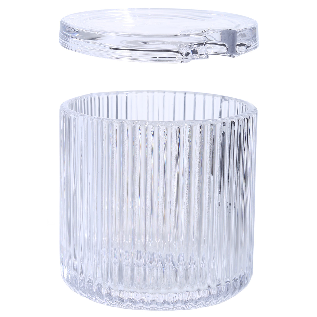 Sugar bowl, 10 cm, 390 ml, with spoon, glass R / steel, Ribby, image-1
