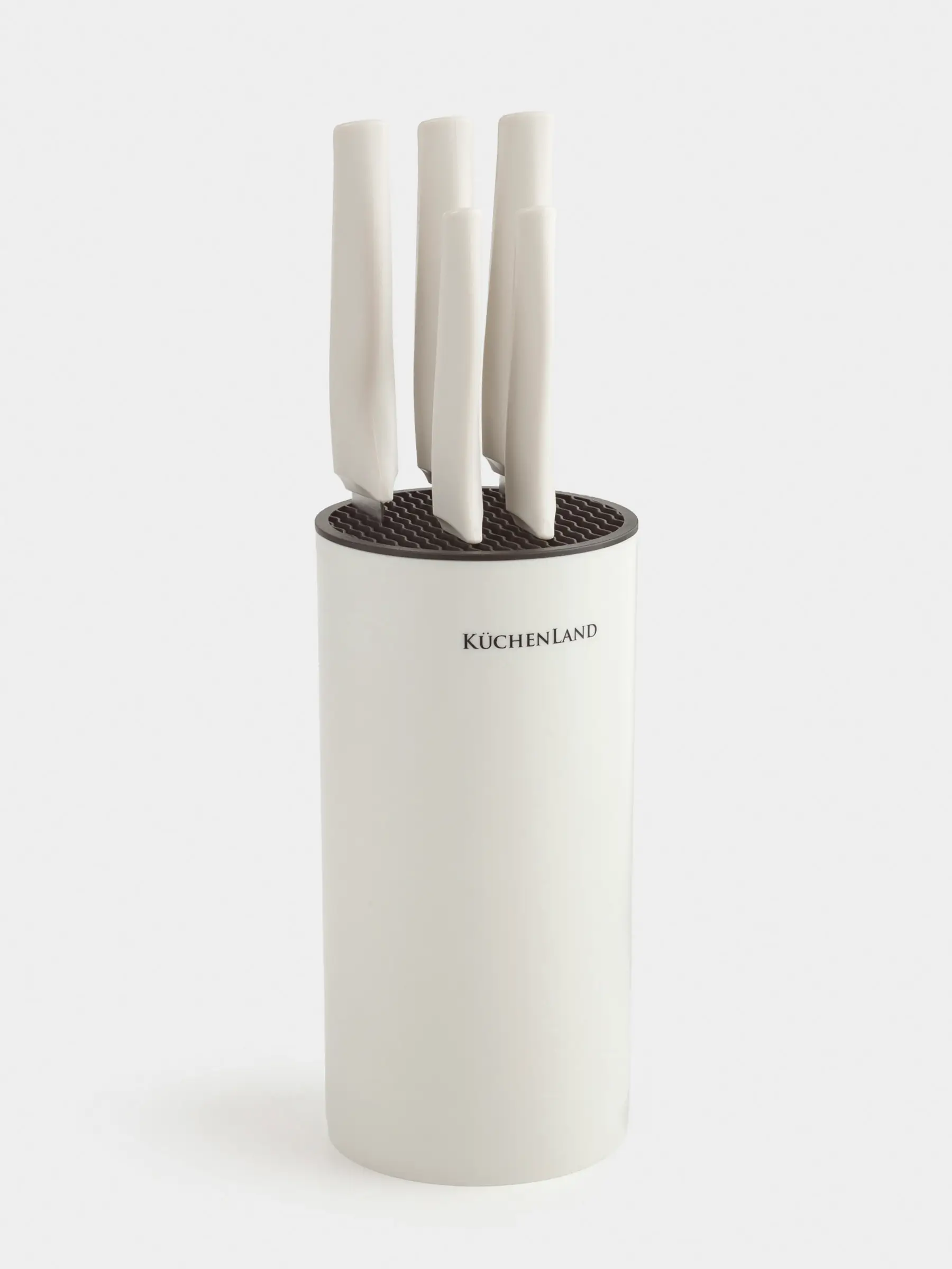 Knife set, 5 pr, in stand, steel / plastic, grey, Daily