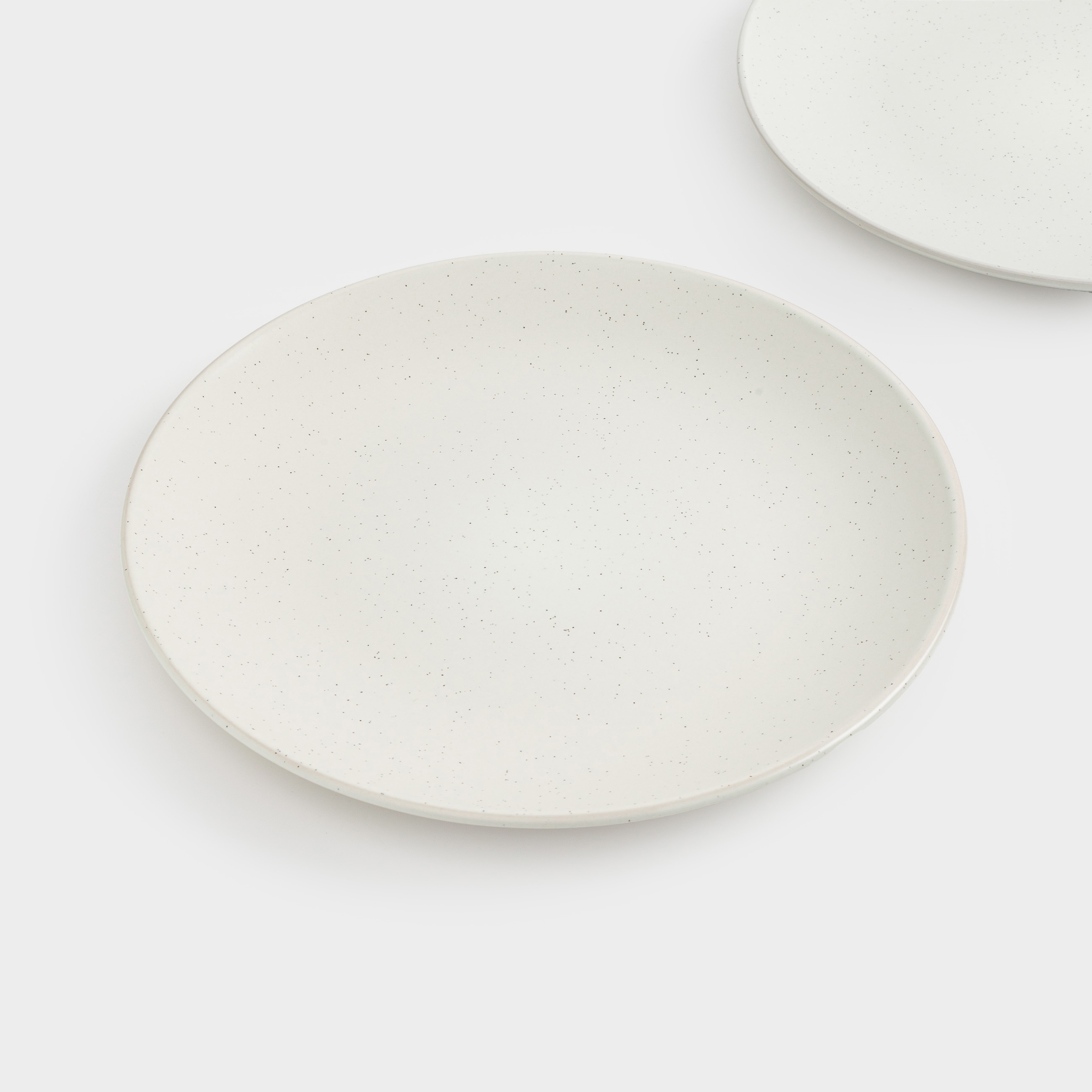 Snack plate, 21 cm, 2 pcs, ceramic, milk, speckled, Particle