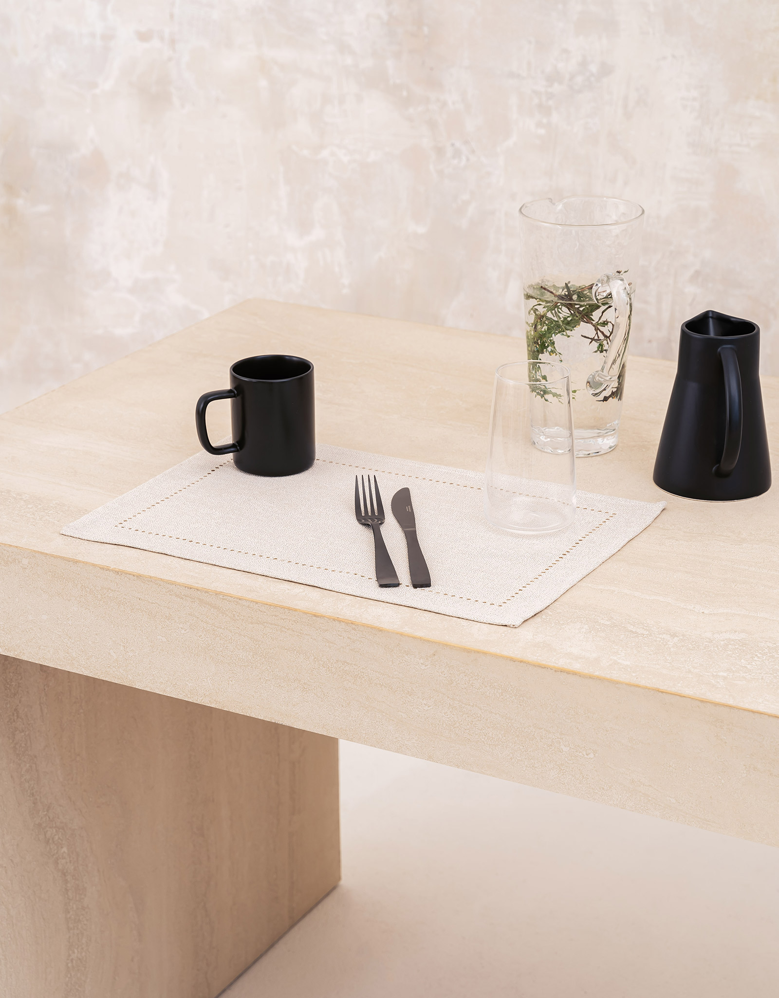 Napkin for appliances, 30x45 cm, polyester, rectangular, silver-cream, Hemstitch, image-1