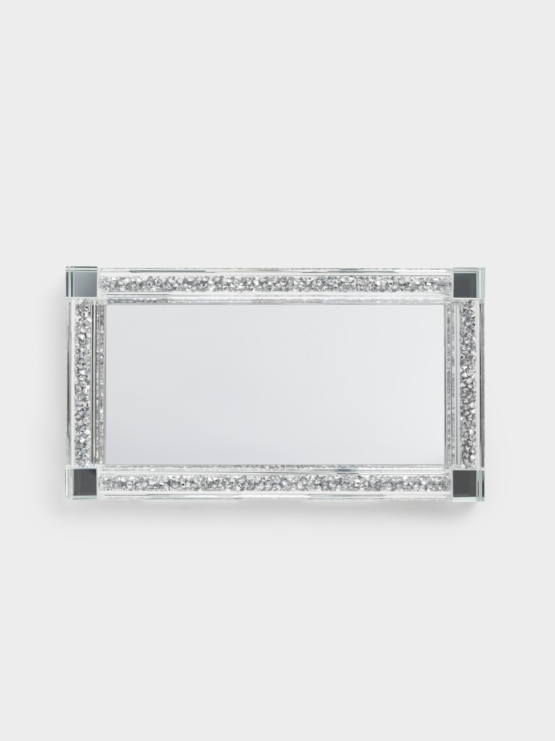 Tray, 25x14 cm, crystal glass/rhinestones, rectangular, Silver crystals, Lux crystal, image-3