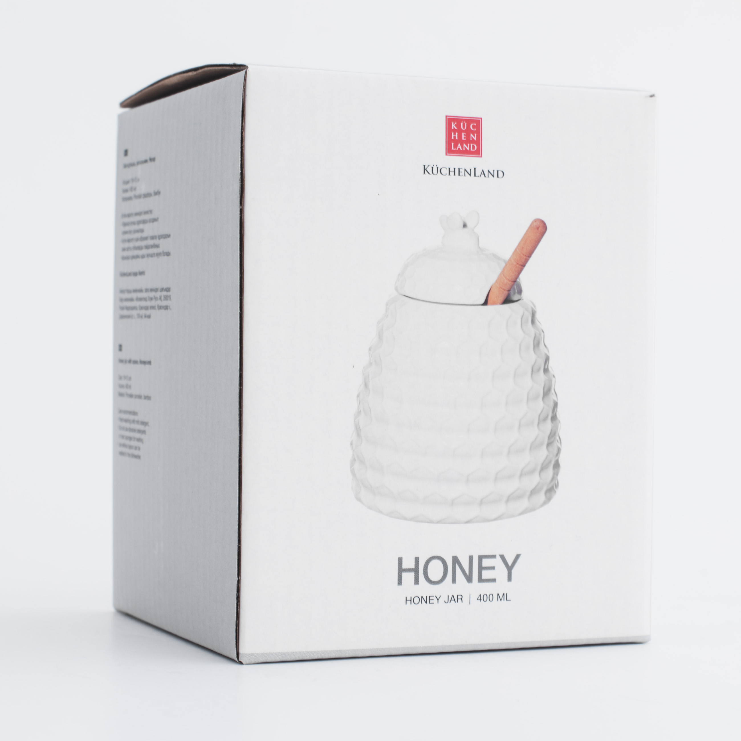 Honey jar, 400 ml, with spoon, porcelain P / Bamboo, Honeycomb, Honey 