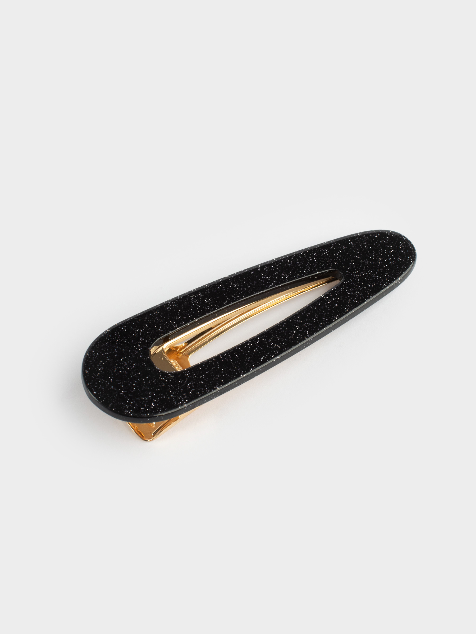 Hair clip, 7 cm, acrylic / metal, Black, Basic, image-3