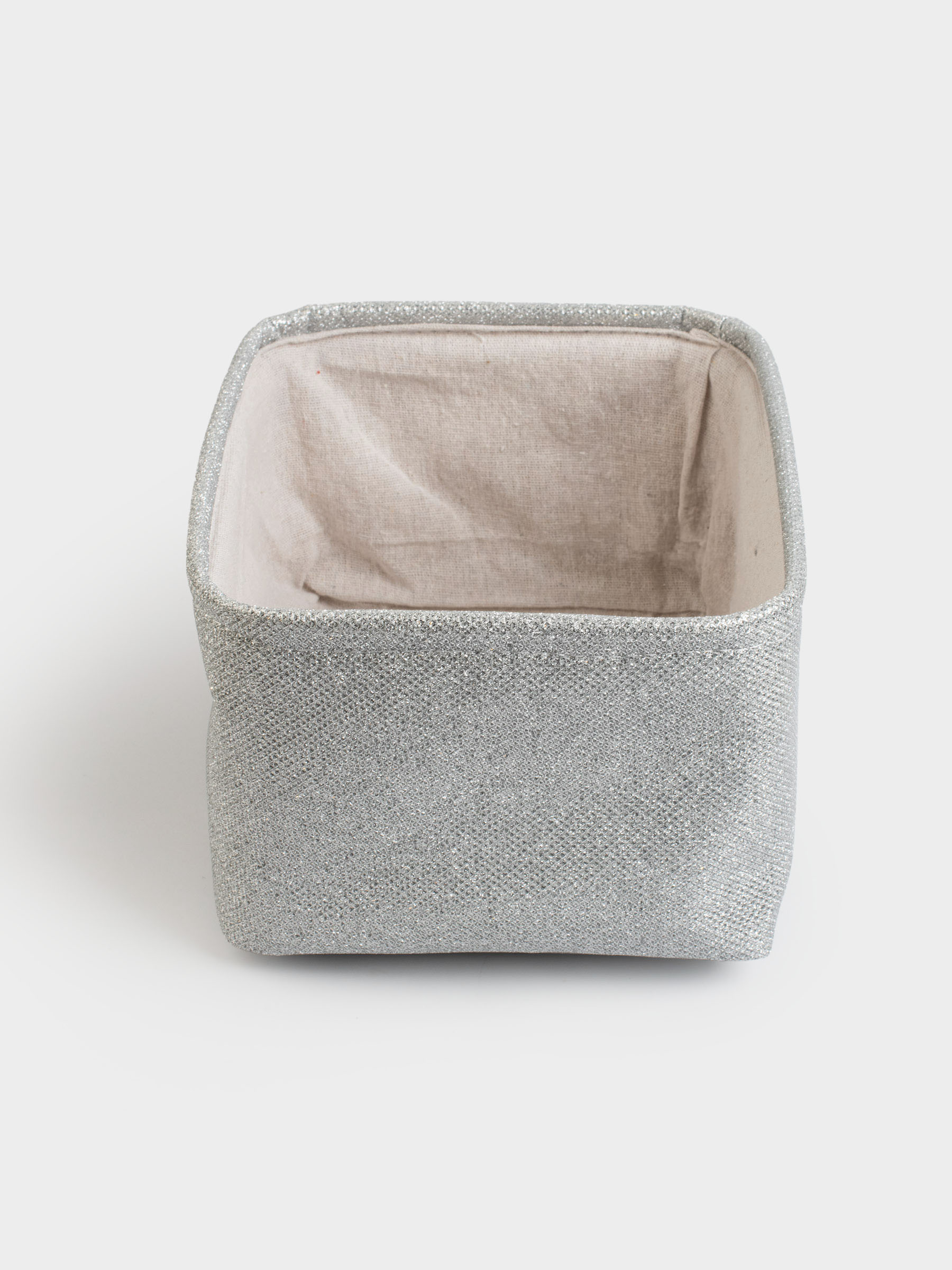Storage basket, 29x19x12 cm, with handles, polyester. rectangular, silver, Ideally, image-2