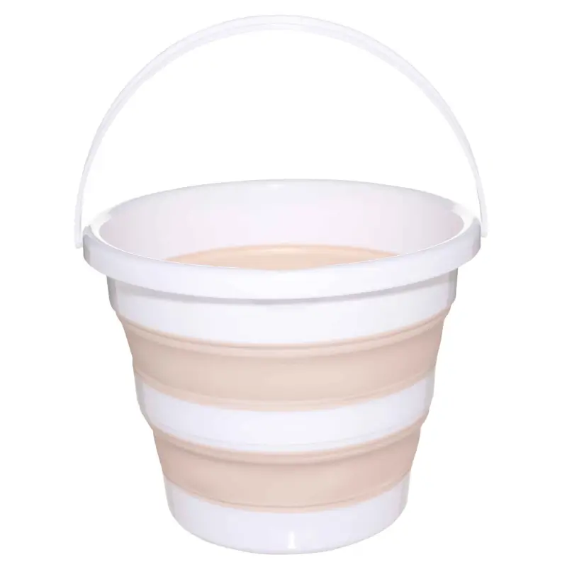 Foldable bucket, 10 l, plastic / rubber, beige-pink, Foldaway ,image-0