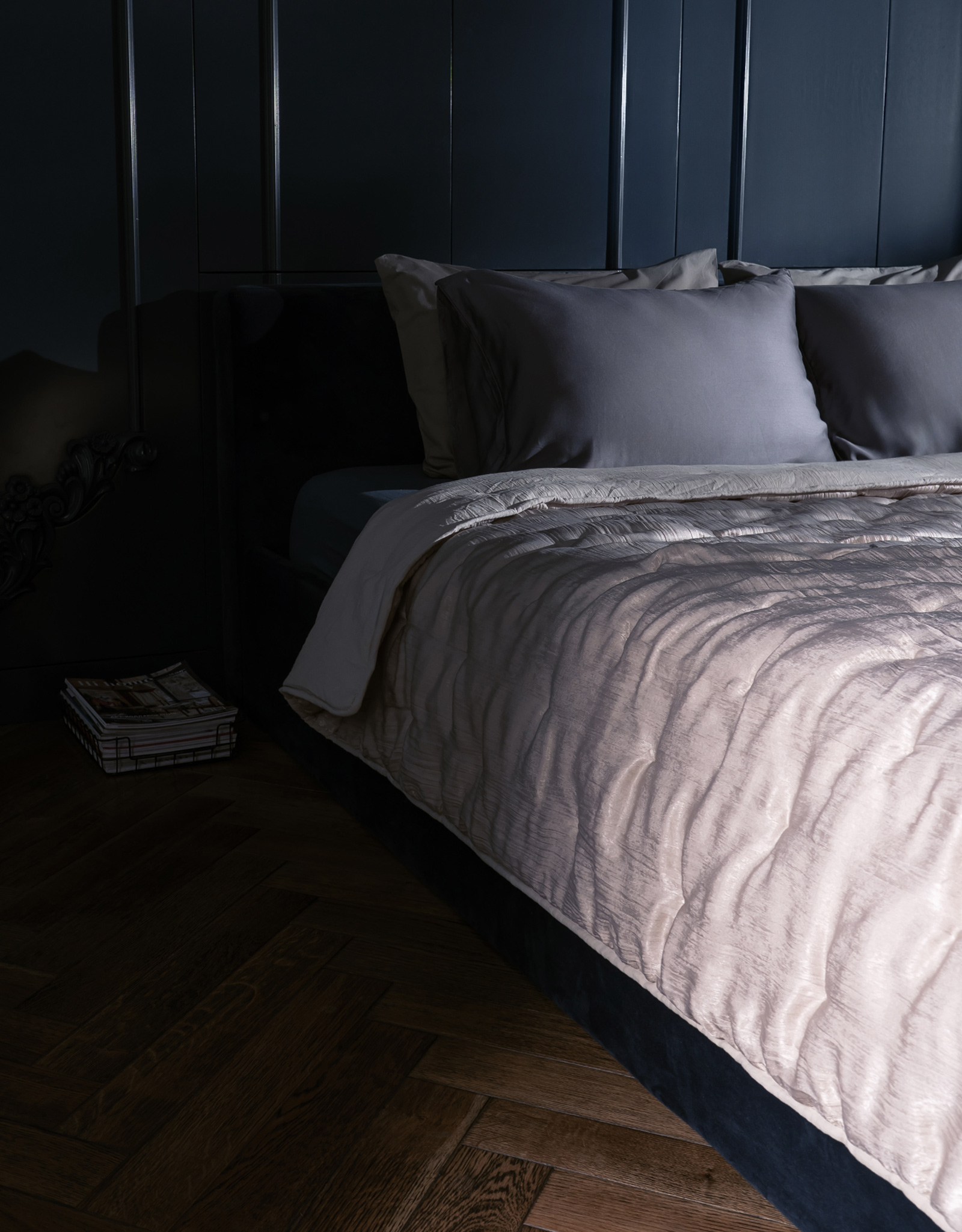 Bedspread, 220x240 cm, velvet, sand, Stitch velvet, image-2