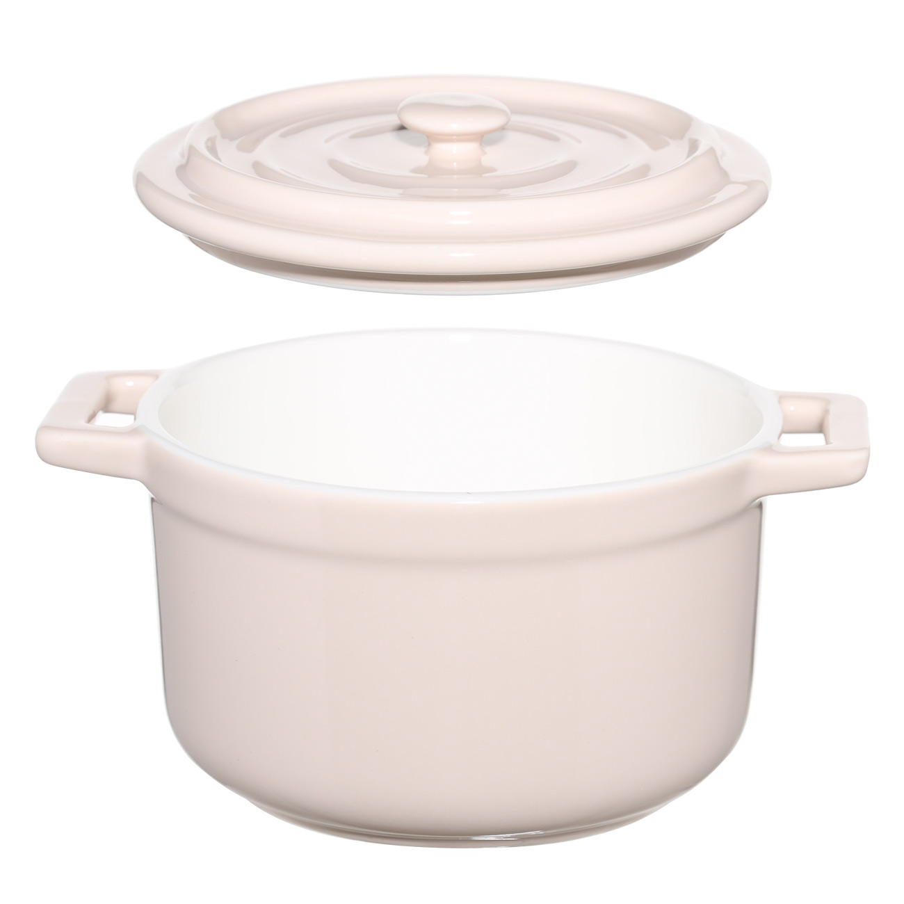 Cocotte, 12 cm, 500 ml, with lid, porcelain P, beige, Bright