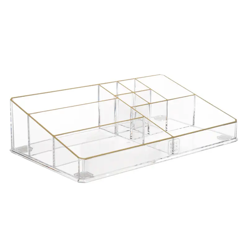 Organizer for cosmetics, 28x7 cm, 9 otd, plastic, gold edging, Dorado ,image-0
