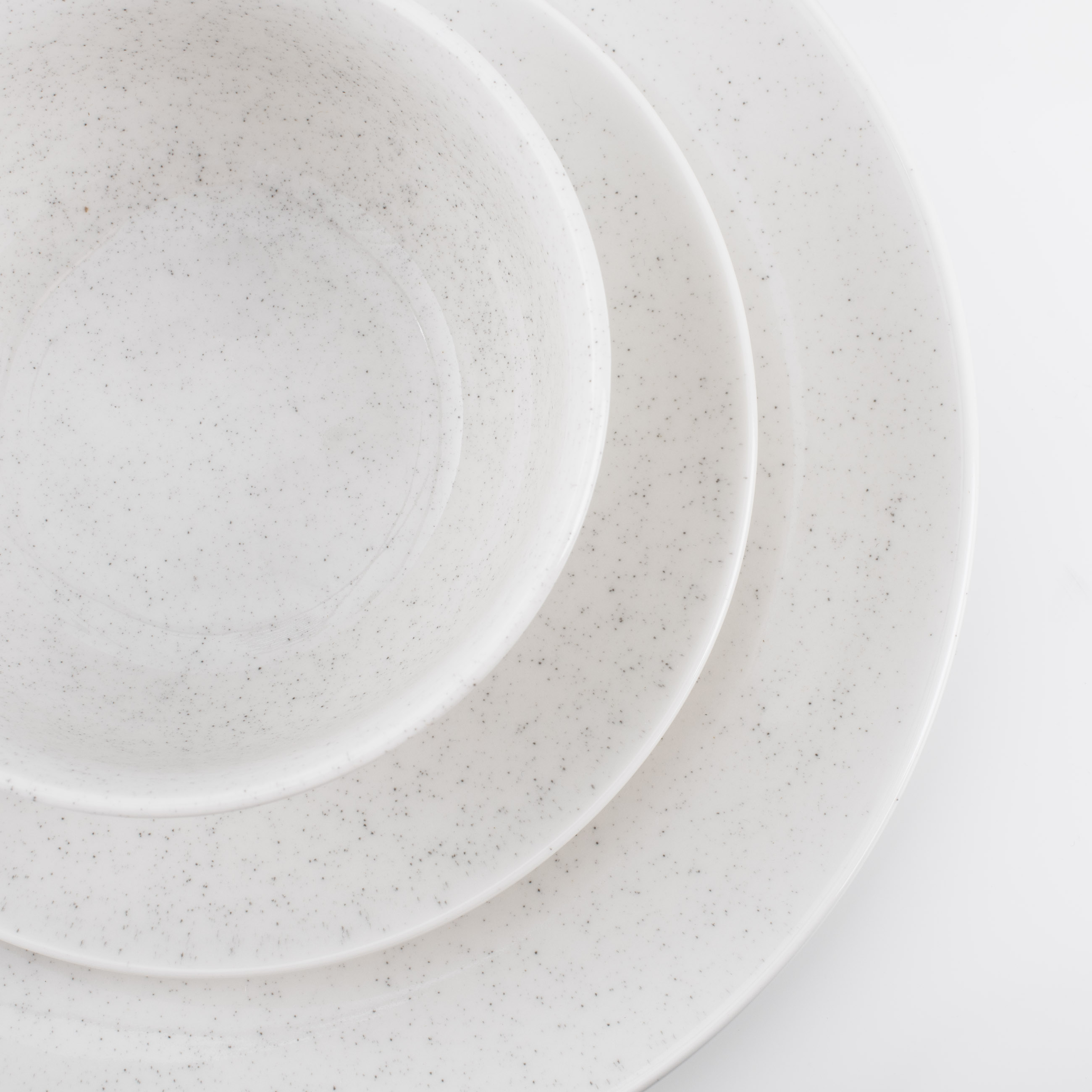 Dining set, 6 persons, 18 items, porcelain P, milky, speckled, Latio