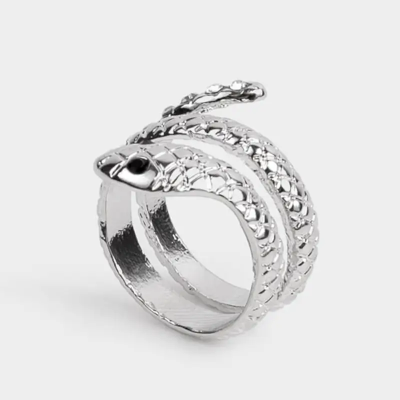 Ring, size S-M, single size, metal, Silver, Snake, Jewelry snake