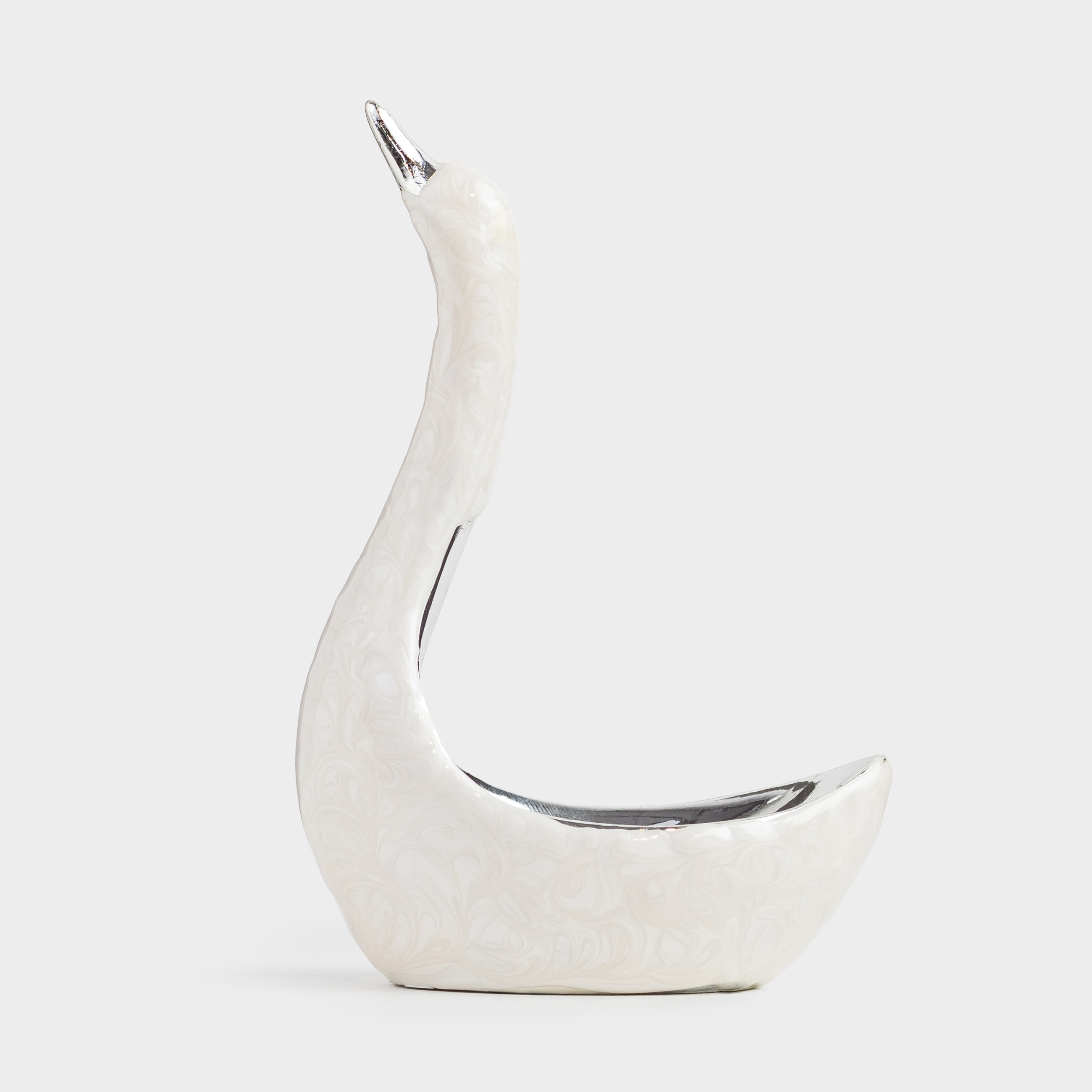 Jewelry holder, 10 cm, polyresin, silver-pearl, Swan, Fantastic, image-0