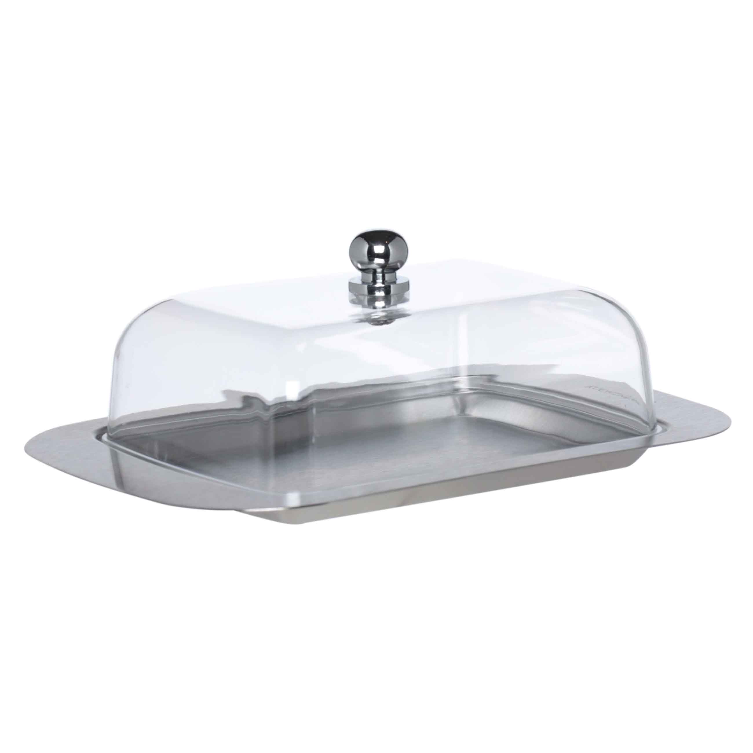 Butter dish, 14 cm, steel / plastic, rectangular, Classic
