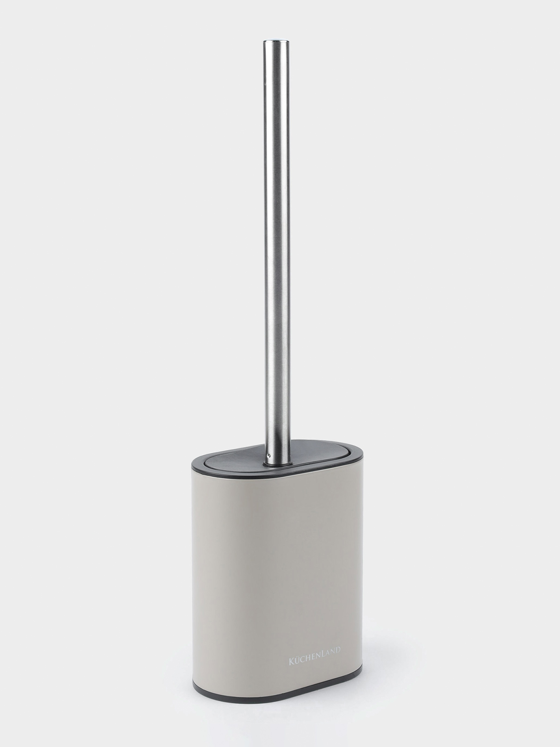 Toilet brush, 41 cm, with stand, rubber / steel, beige-gray, Giza