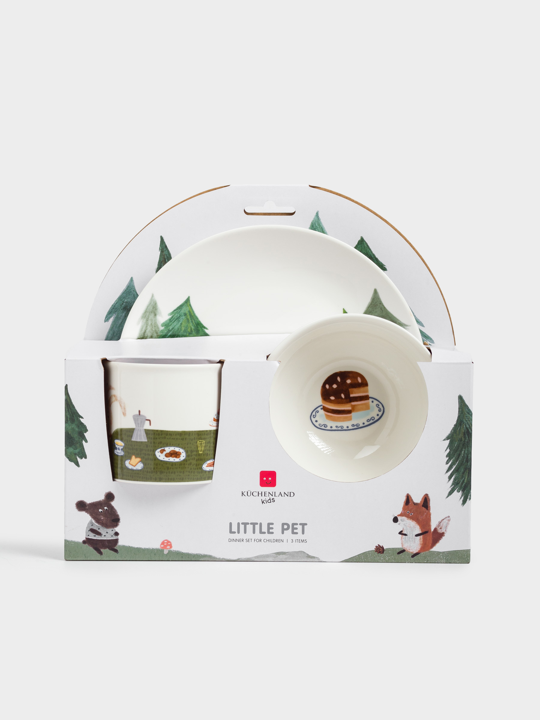 Children's tableware set, 1 person, 3 items, porcelain N, white, Tea party, Little pet, image-7