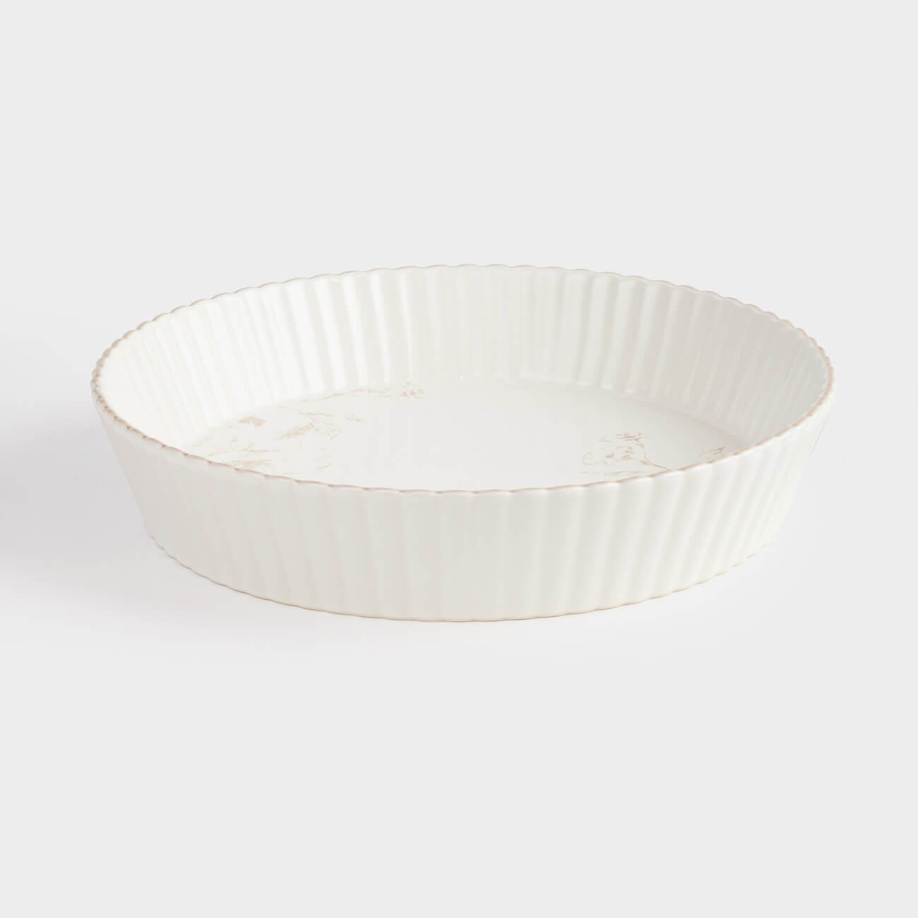 Baking dish, 25 cm, ceramic, milky, beige flowers, Maleo