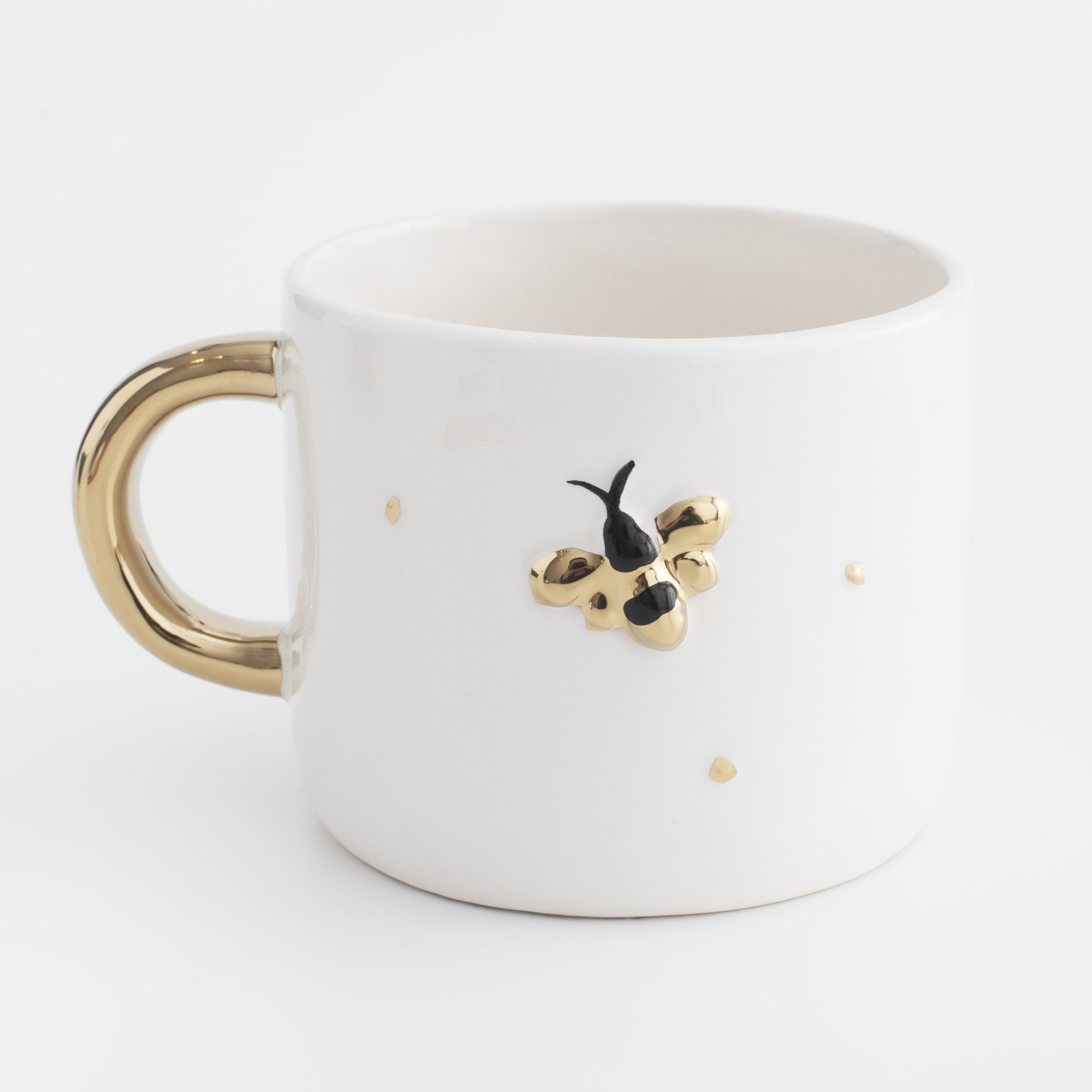 Mug, 400 ml, ceramic, milk - gold, Bee, Honey, image-0