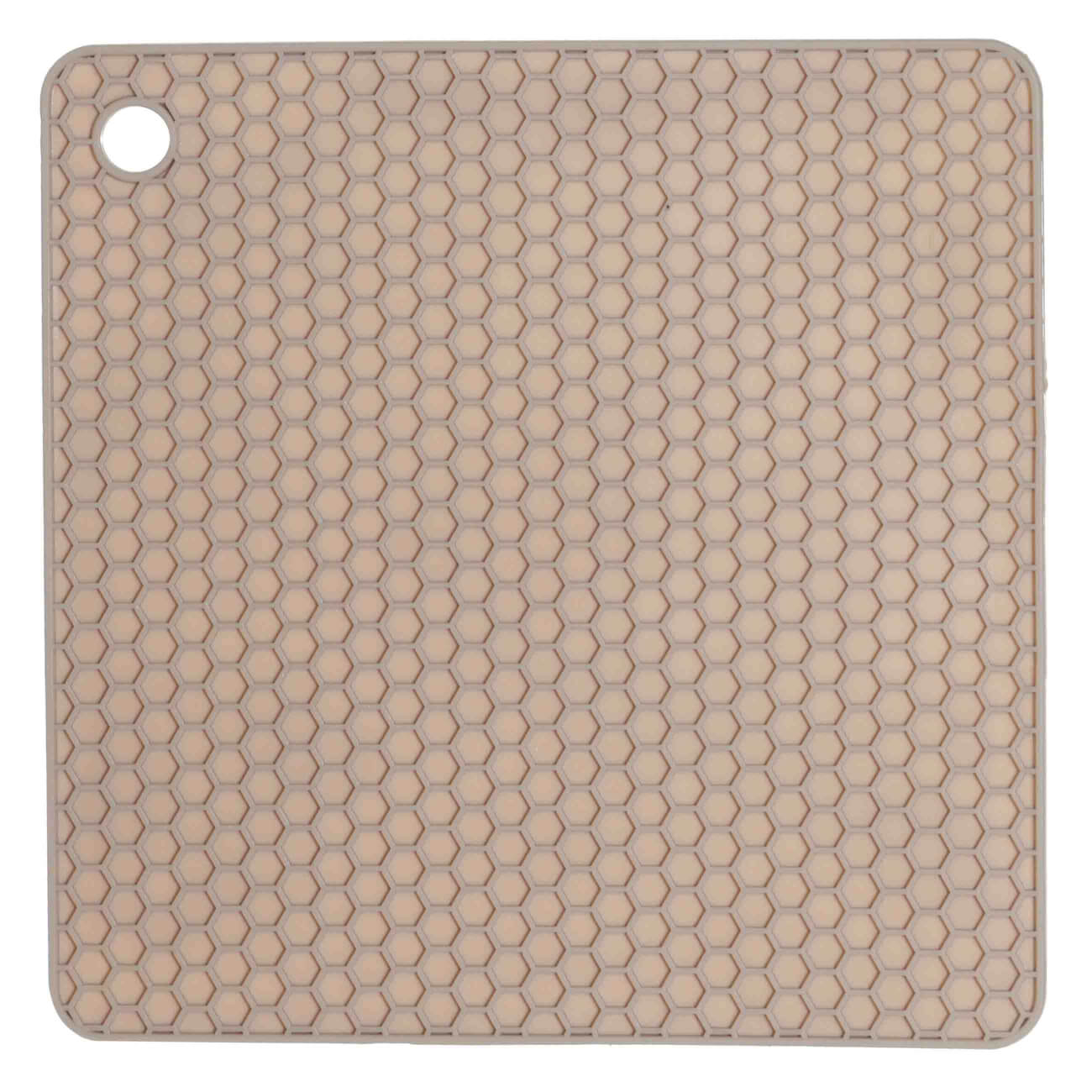 Hot pot holder, 17 cm, square, silicone, beige, Soft kitchen