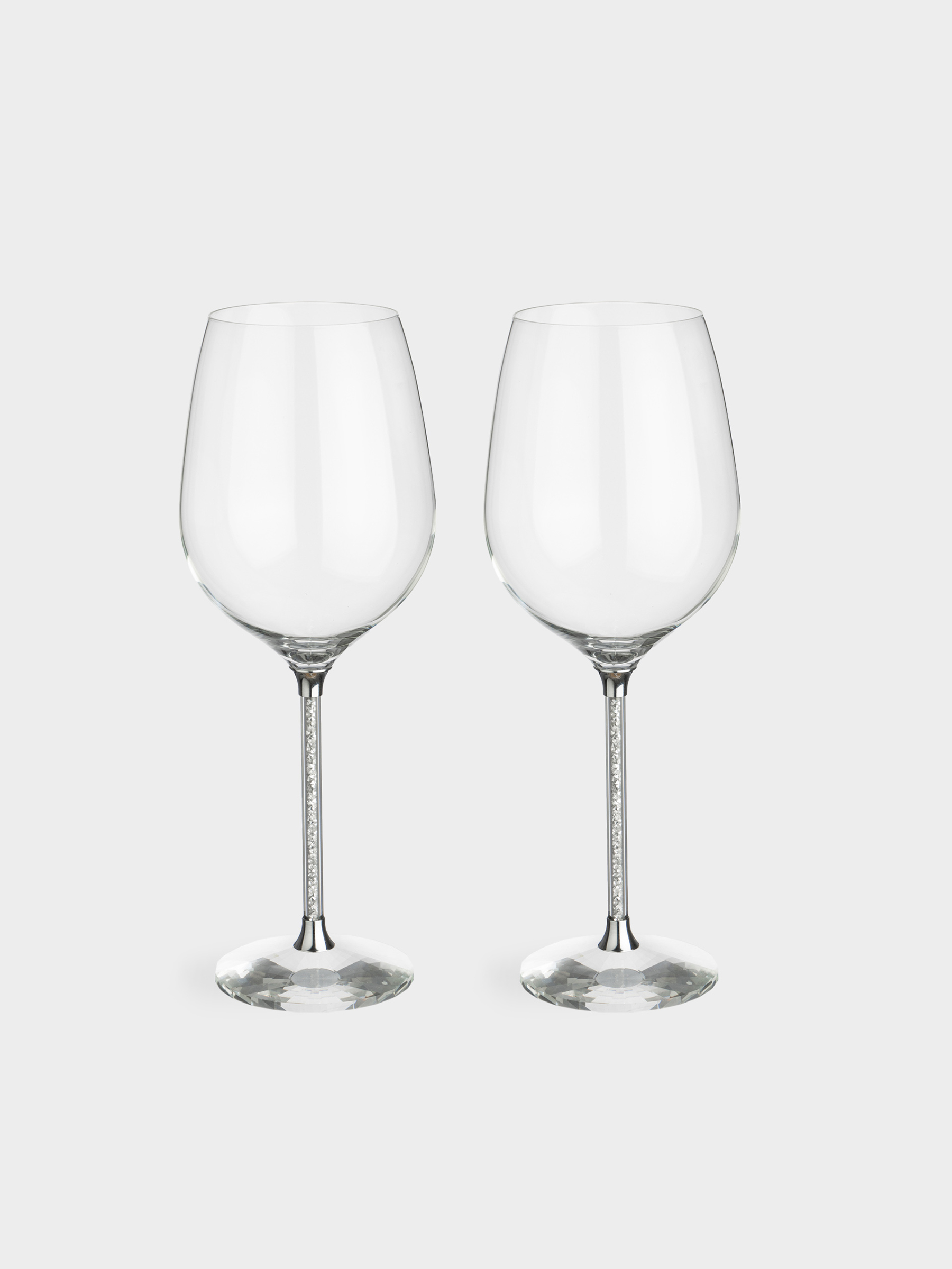 Drinking glass, 600 ml, 2 pcs, glass / rhinestones, Silver crystals, Diamond, image-0