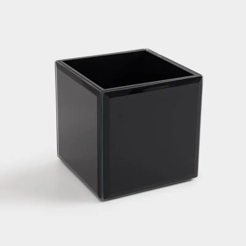 Cosmetics organizer, 10x10 cm, glass, mirror, black, Glossy black