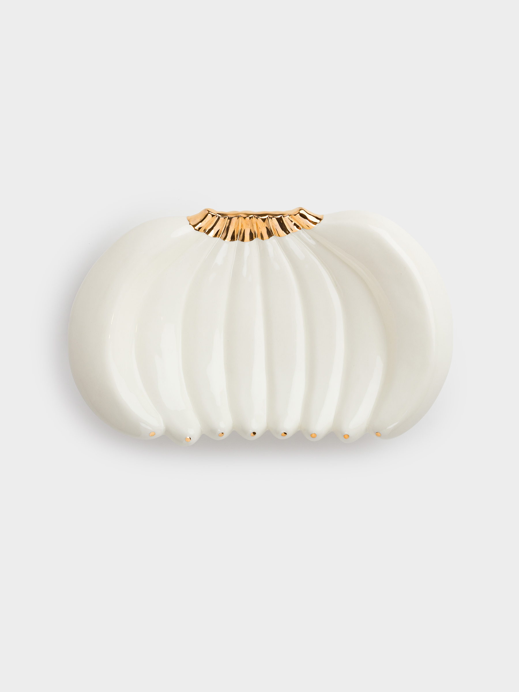 Fruit bowl, 26x16 cm, decorative, porcelain P, milky golden, Bananas, Tropical, image-3