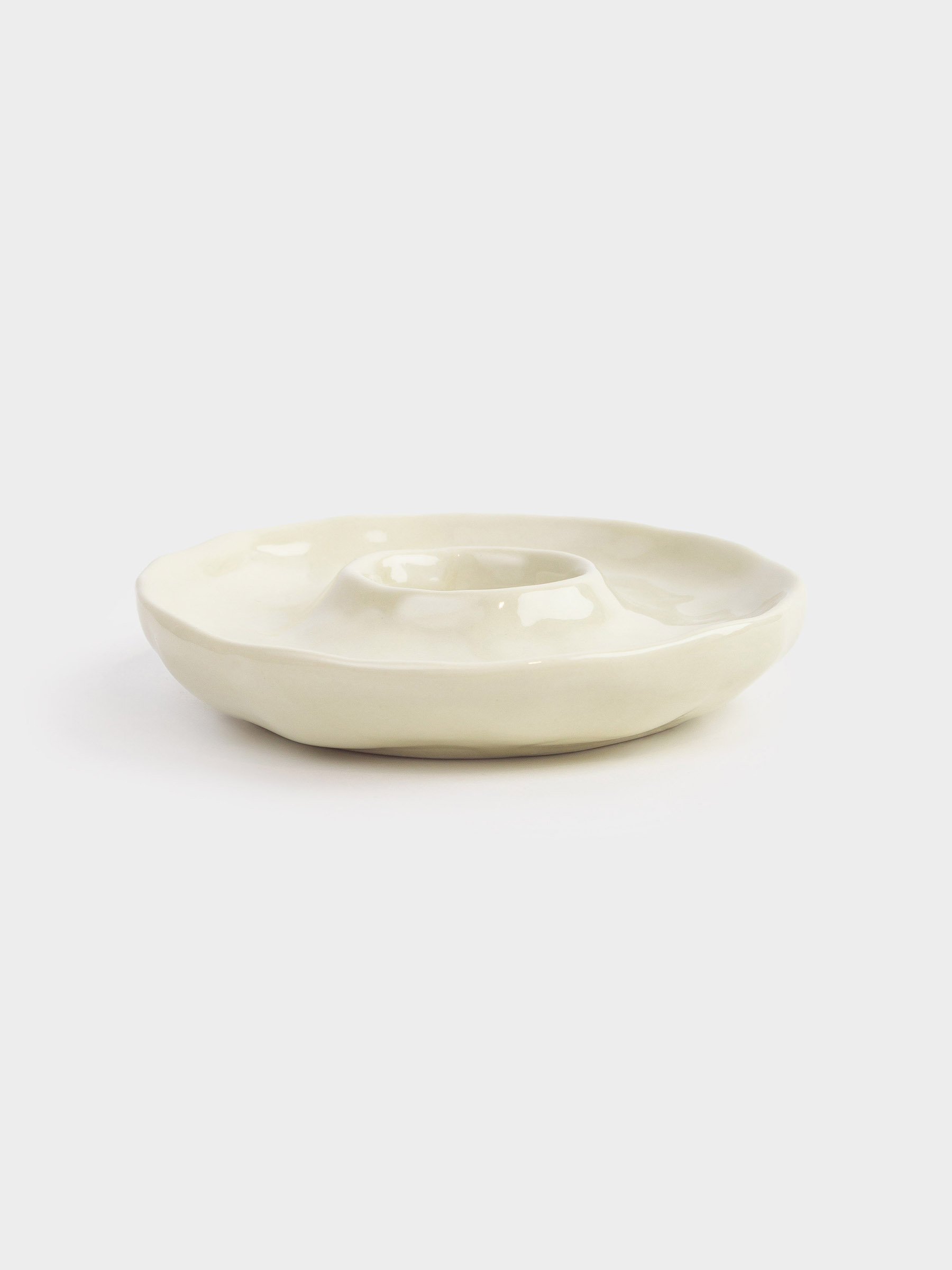 Egg stand, 12 cm, porcelain P, milky, Crumple, image-2