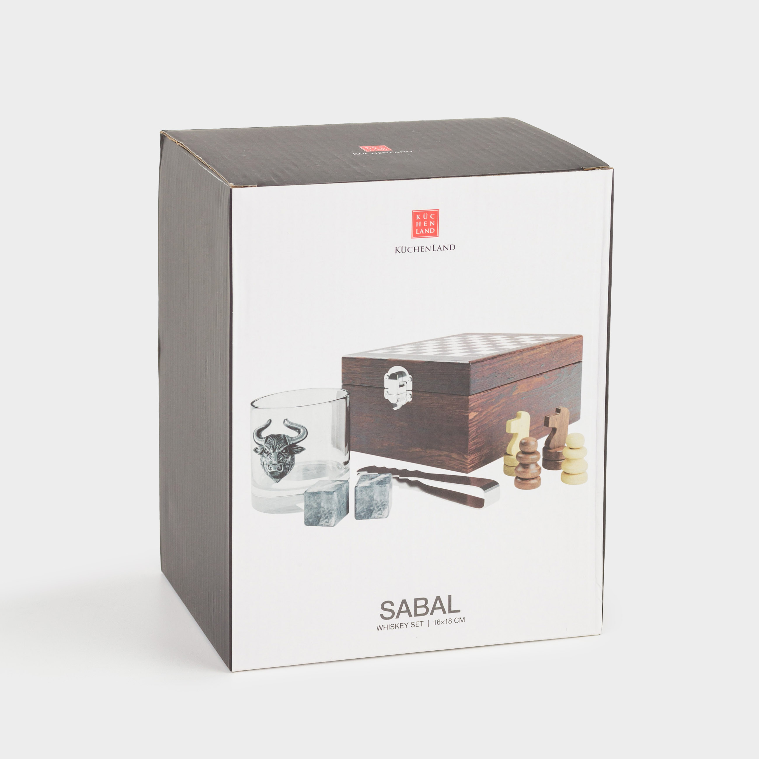 Whiskey set, 1 person, 4 items, in a box, glass / cubes/tongs, glass / marble, Chess, Sabal, image-8