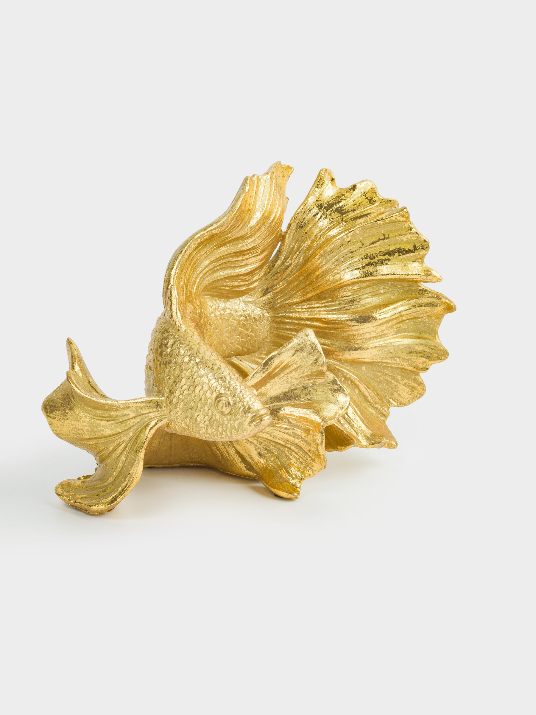 Statuette, 21 cm, polyresin, golden, Fish, Goldfish, image-1