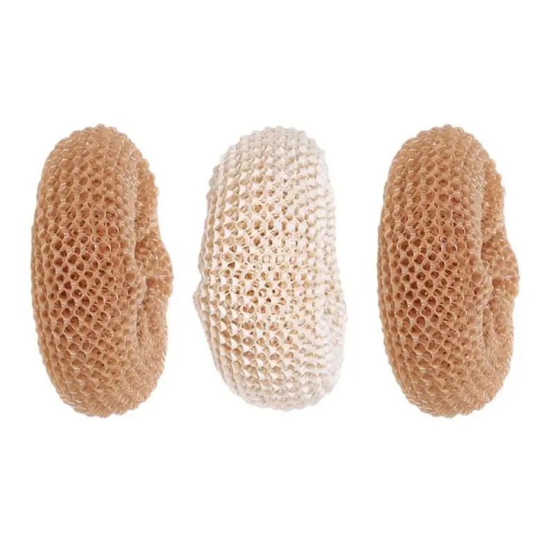Cleaning sponge, 8 cm, 3 pcs, vegetable fiber, beige / brown, Clean