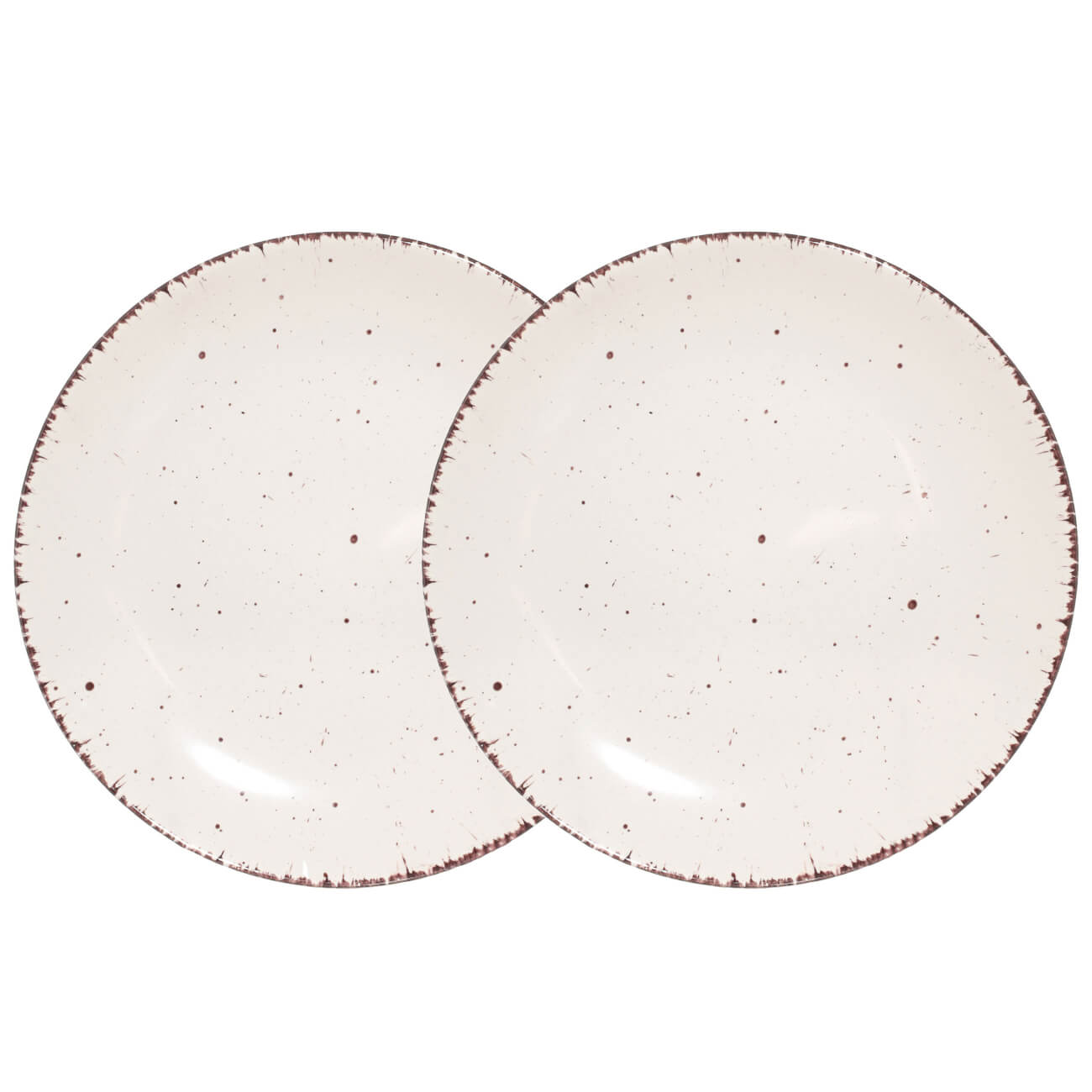 Snack plate, 21 cm, 2 pieces, ceramic, beige, speckled, Speckled